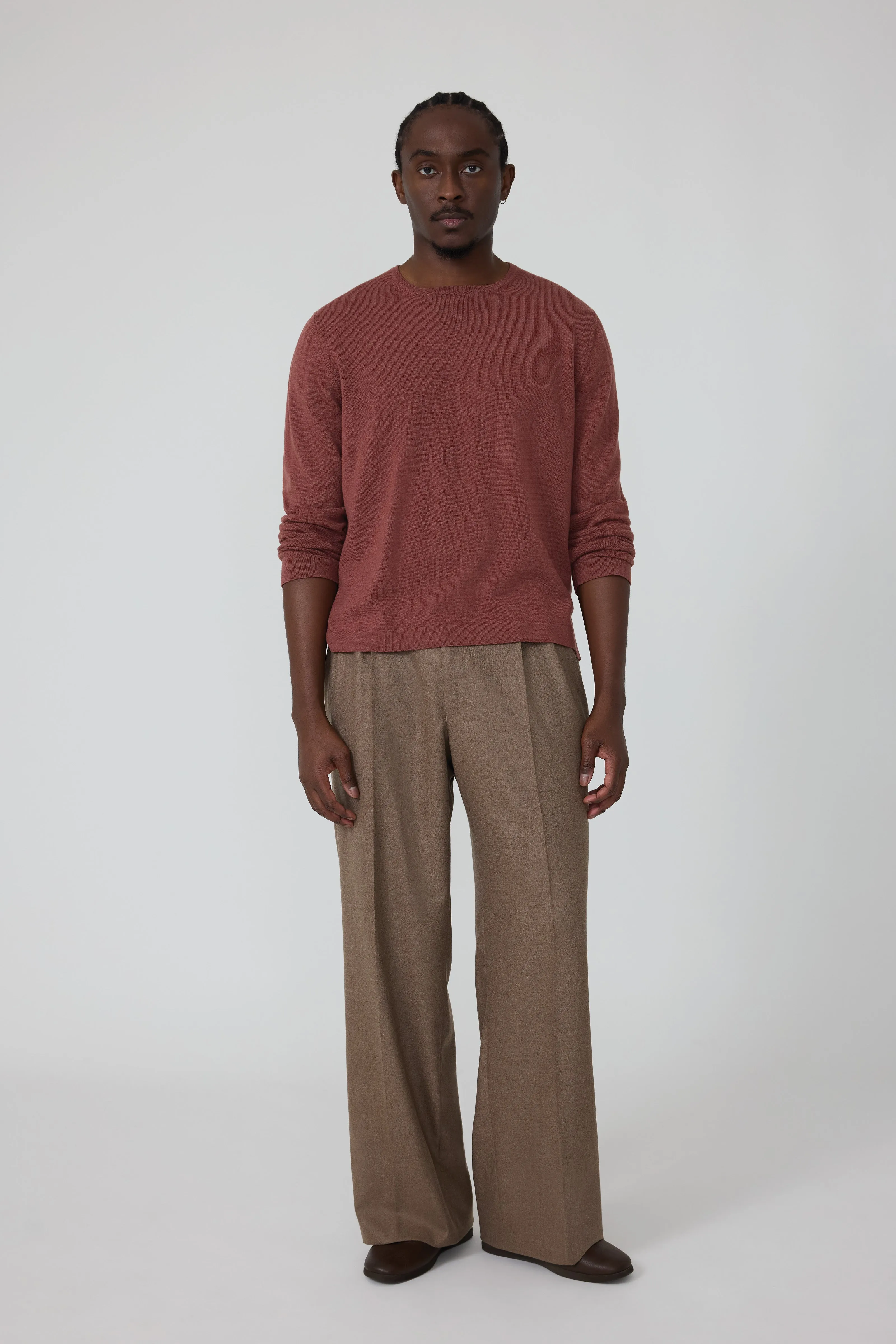Long Sleeve Knit T-Shirt (Brick Cashmere) sold by Stoffa