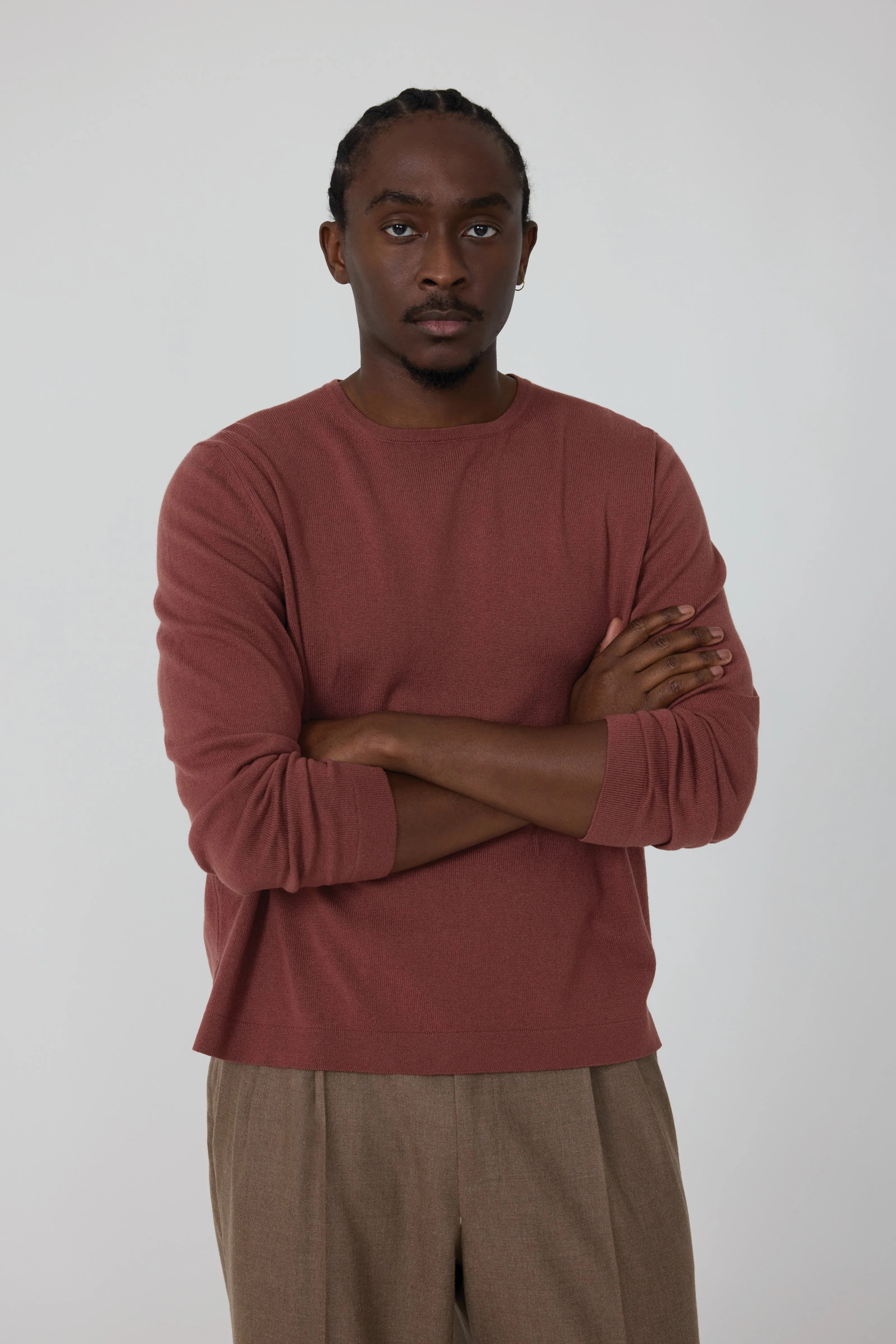 Long Sleeve Knit T-Shirt (Brick Cashmere) sold by Stoffa product image thumbnail 4