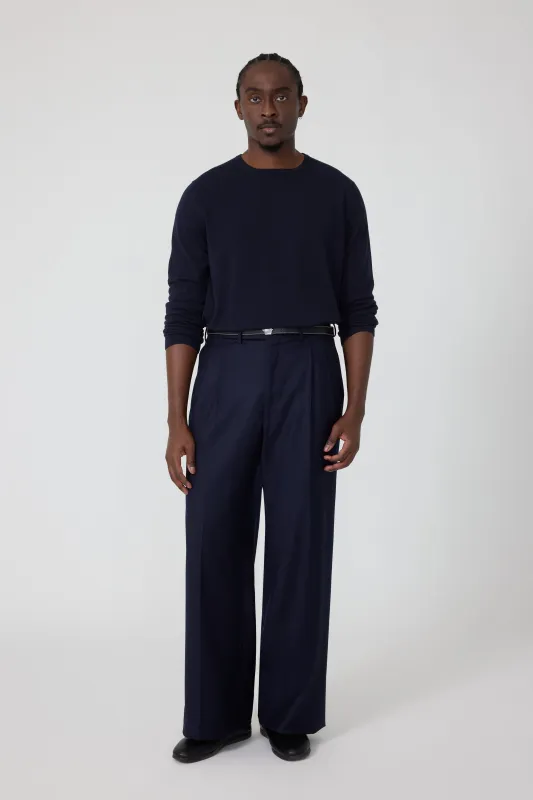Long Sleeve Knit T-Shirt (Navy Cashmere) made by Stoffa