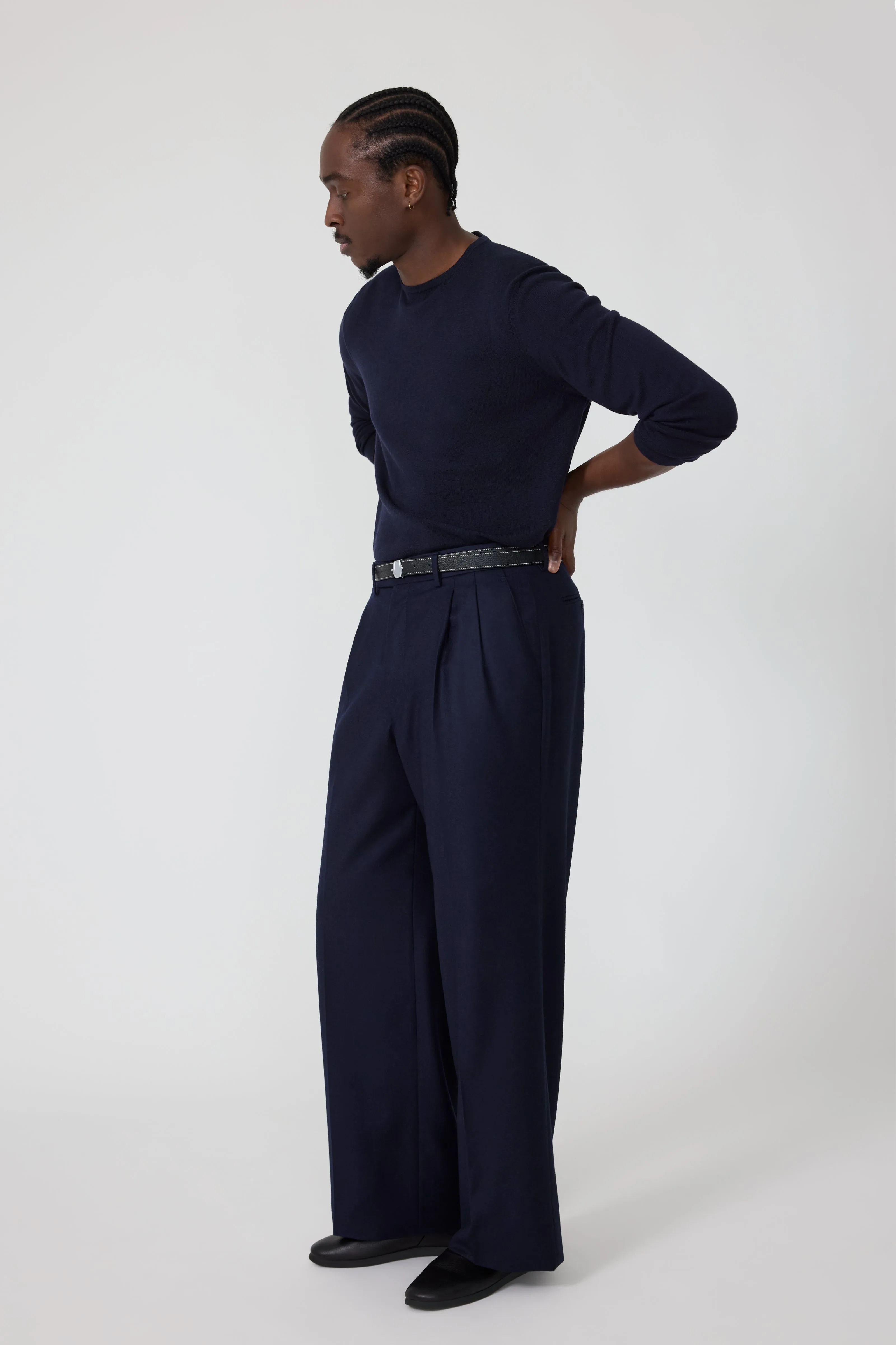 Long Sleeve Knit T-Shirt (Navy Cashmere) sold by Stoffa product image thumbnail 3