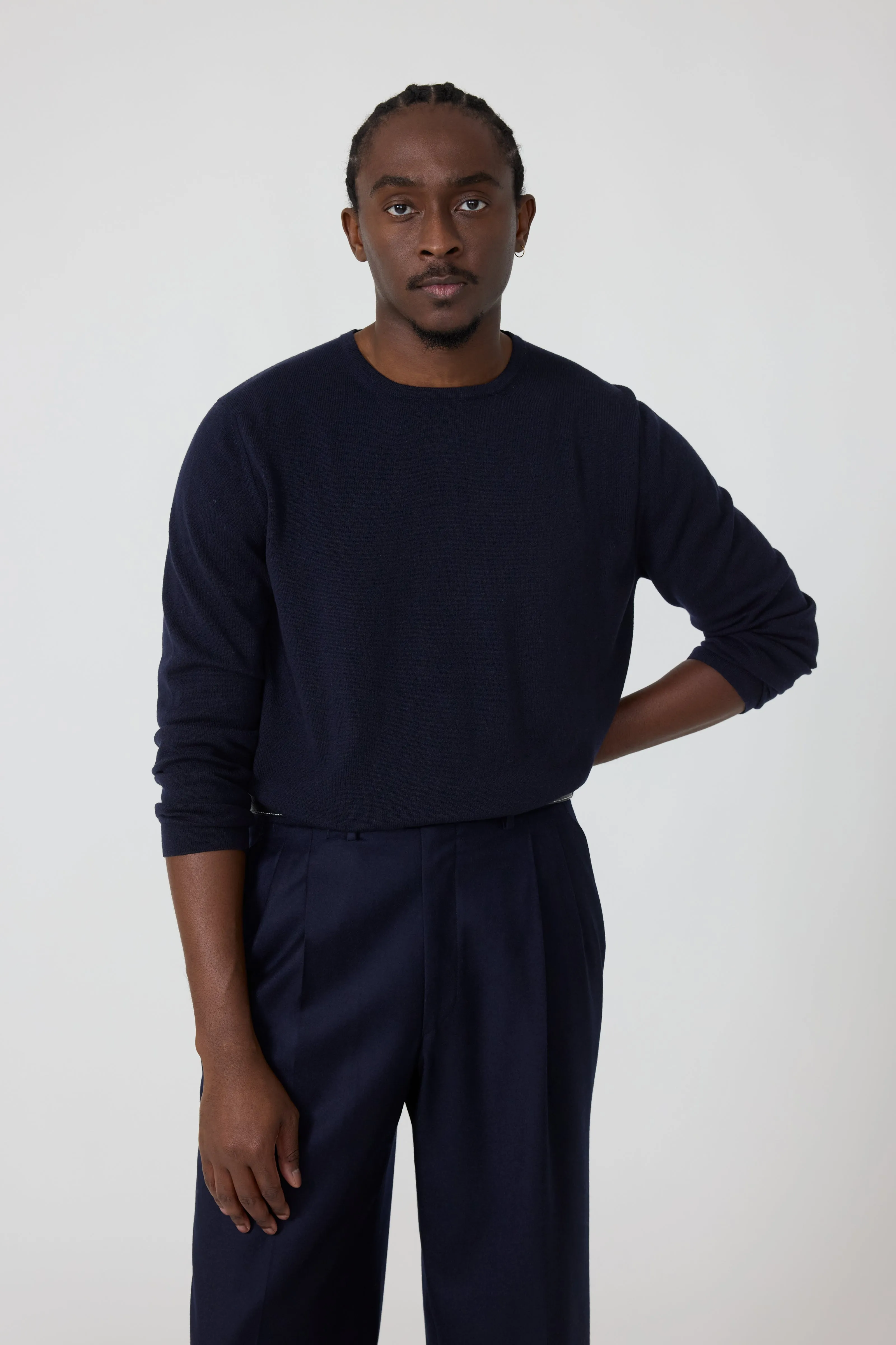 Long Sleeve Knit T-Shirt (Navy Cashmere) sold by Stoffa product image thumbnail 4