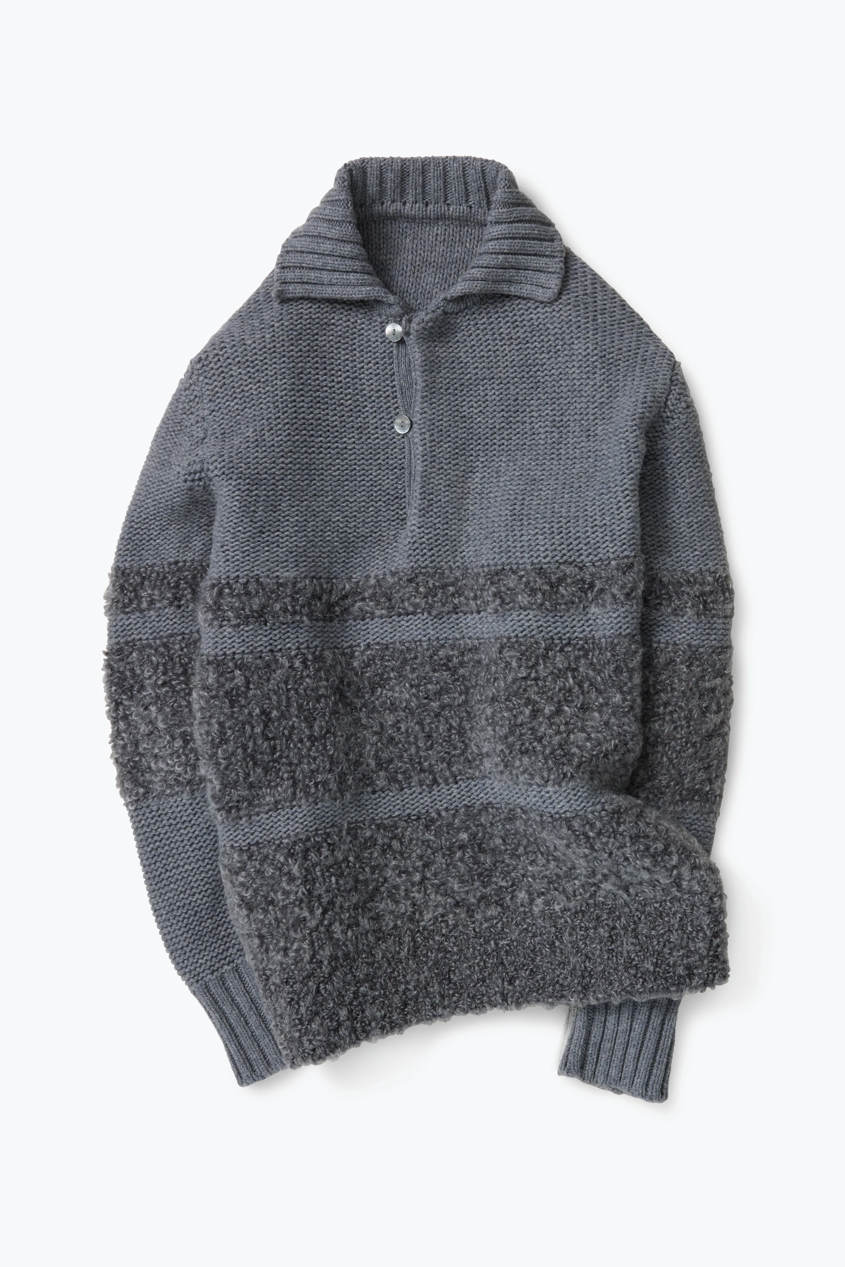 Ribollita Polo (Steel Grey Cashmere Mohair Wool Silk Stripe) sold by Stoffa product image thumbnail 2