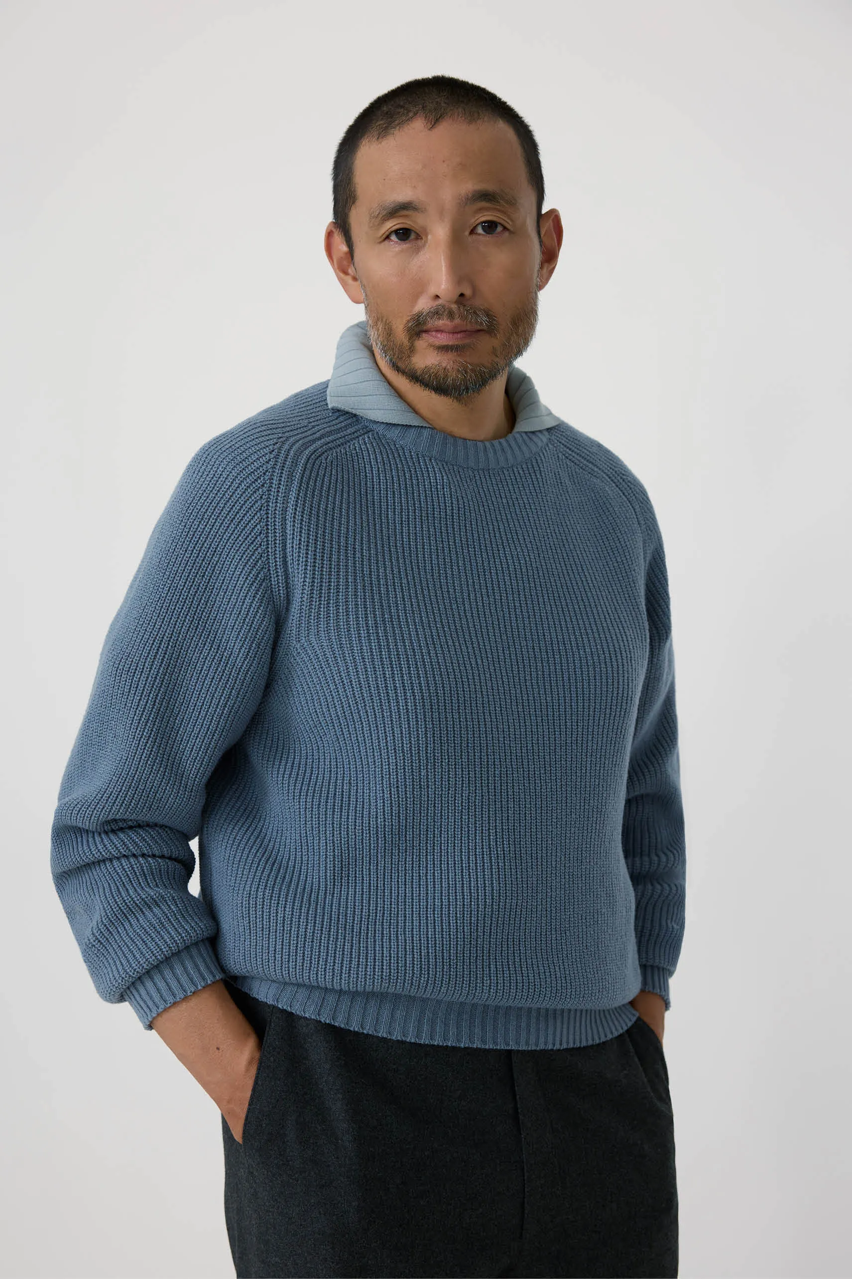 Crew Neck (Washed Indigo Cashmere) sold by Stoffa product image thumbnail 4