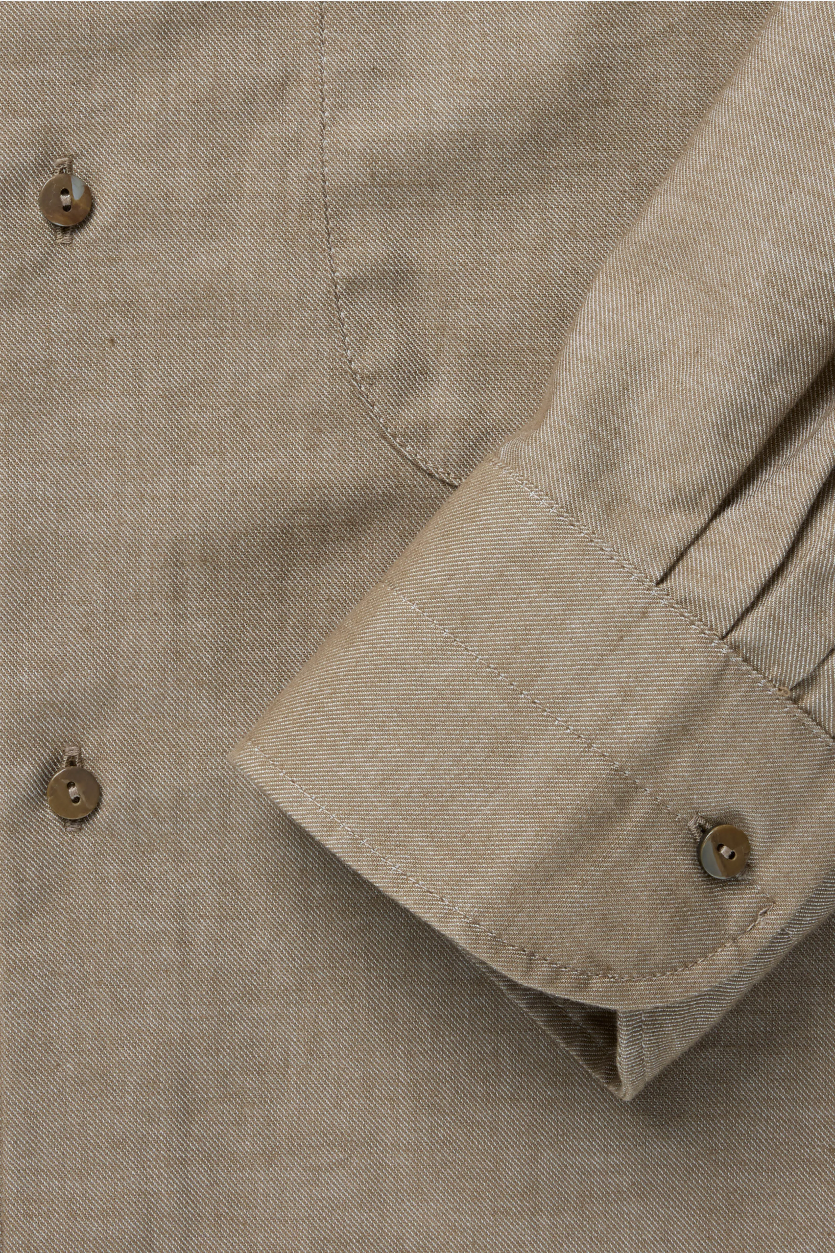 Spread Collar Shirt (Taupe Naturally Dyed Brushed Cotton) sold by Stoffa product image thumbnail 5