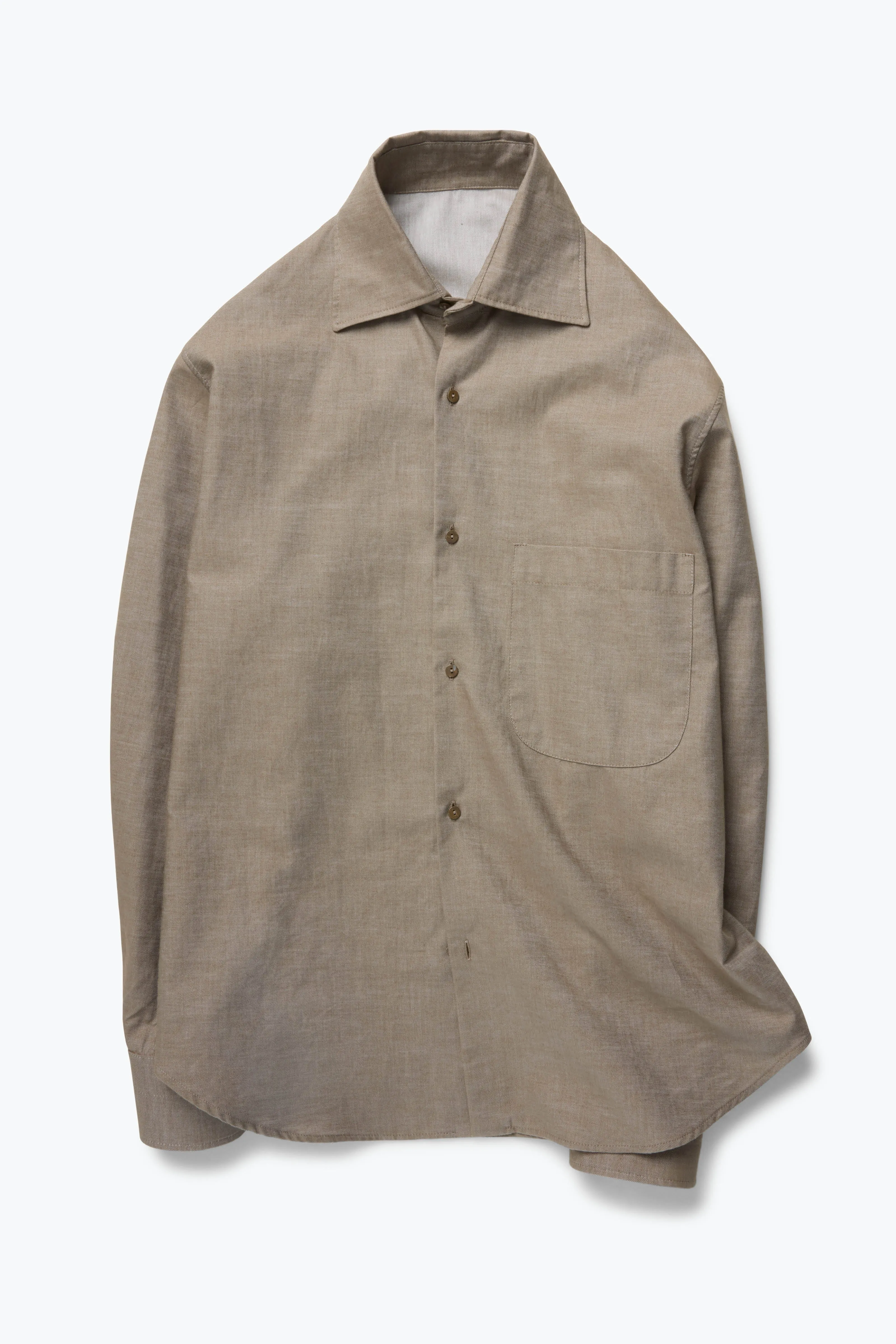 Spread Collar Shirt (Taupe Naturally Dyed Brushed Cotton) sold by Stoffa product image thumbnail 2