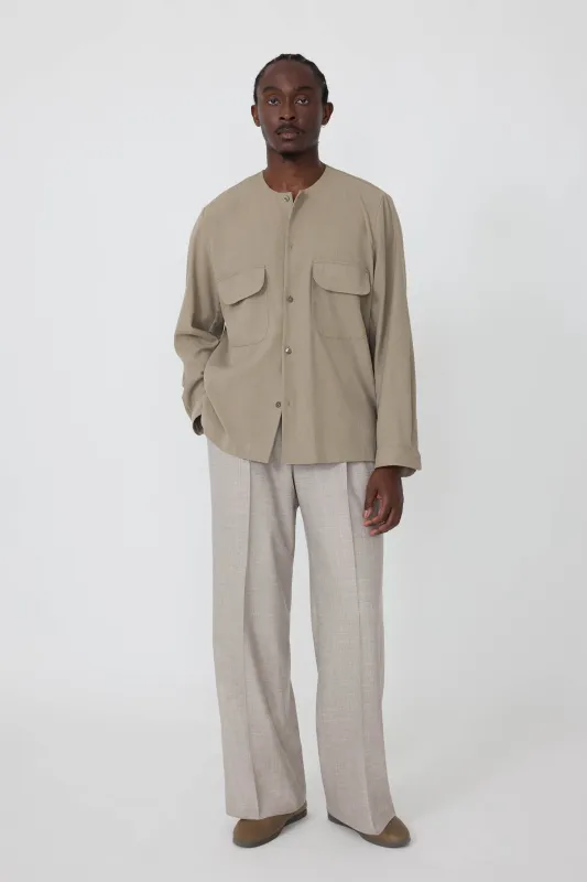 Crewneck Shirt (Taupe Brushed Silk Cotton Linen) made by Stoffa