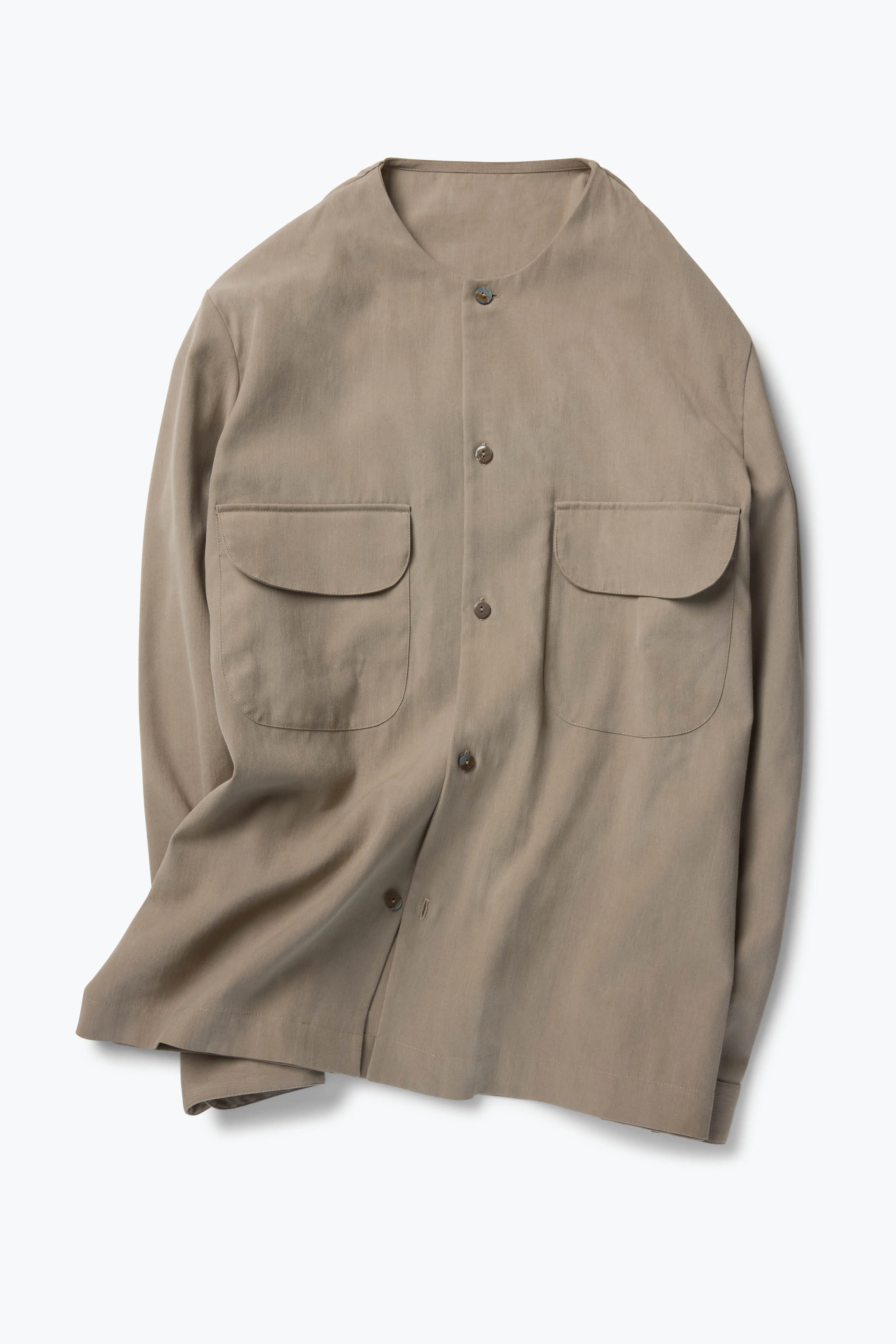 Crewneck Shirt (Taupe Brushed Silk Cotton Linen) sold by Stoffa product image thumbnail 2