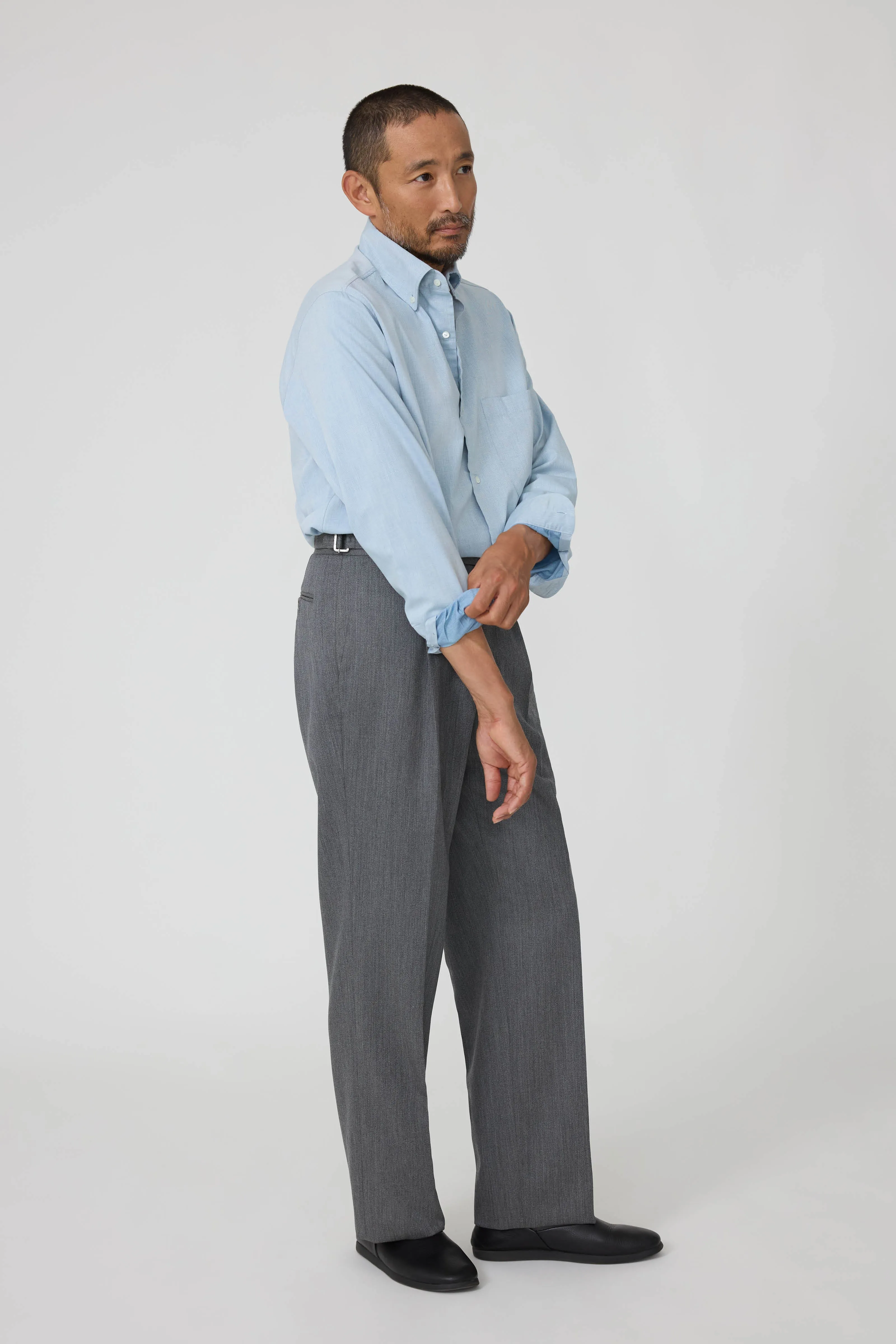 Button Down Collar Shirt (Ice Naturally Dyed Brushed Cotton) sold by Stoffa product image thumbnail 3