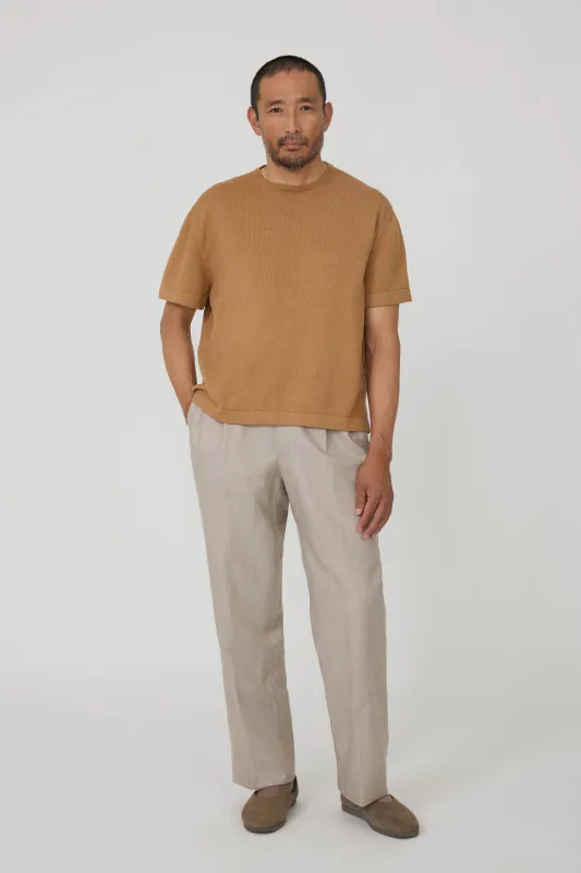 Short Sleeve Knit T-Shirt (Brown Undyed Foxfibre® Cotton) made by Stoffa
