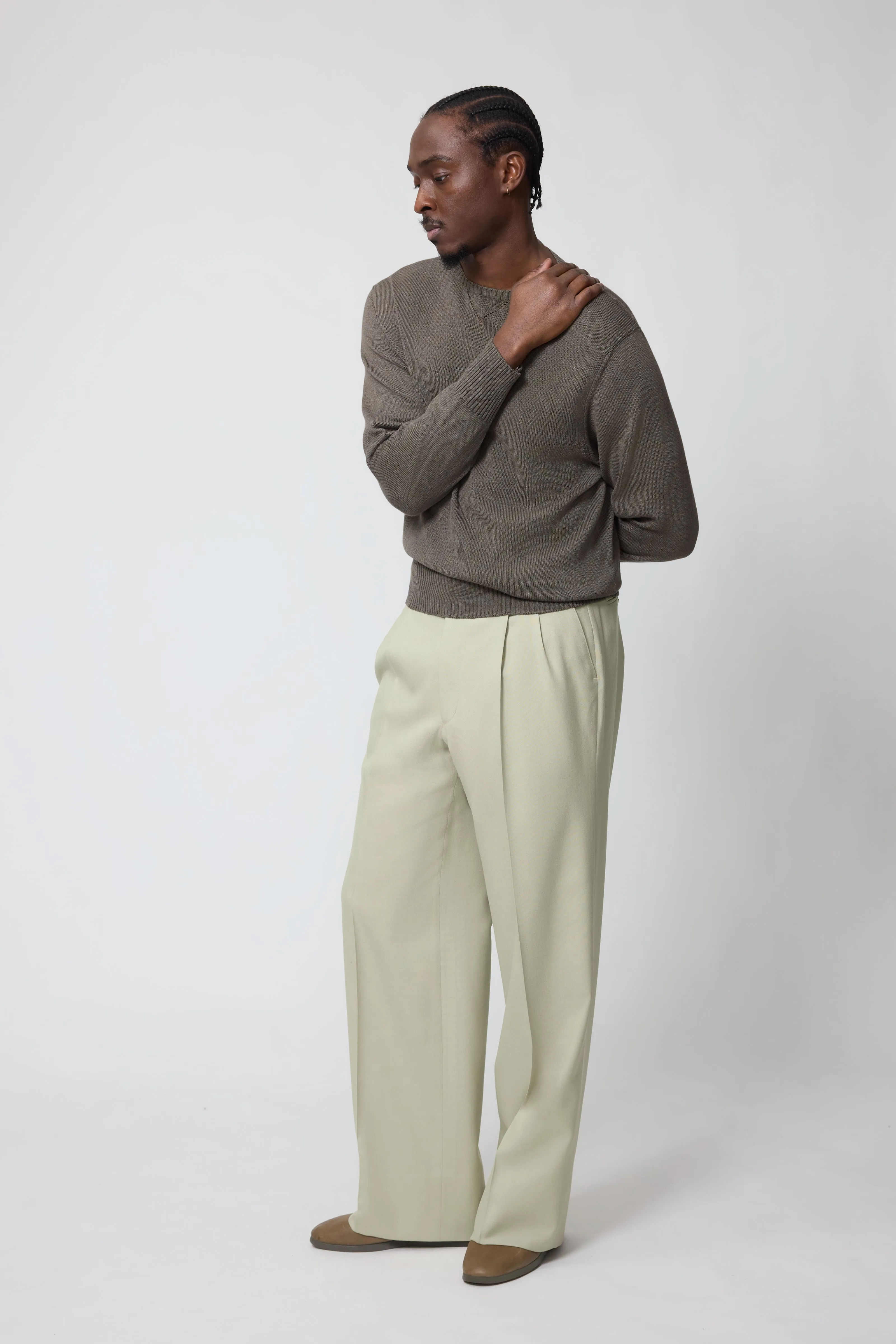 Crewneck Sweater (Olive Naturally Dyed Cotton Mouliné) sold by Stoffa product image thumbnail 3