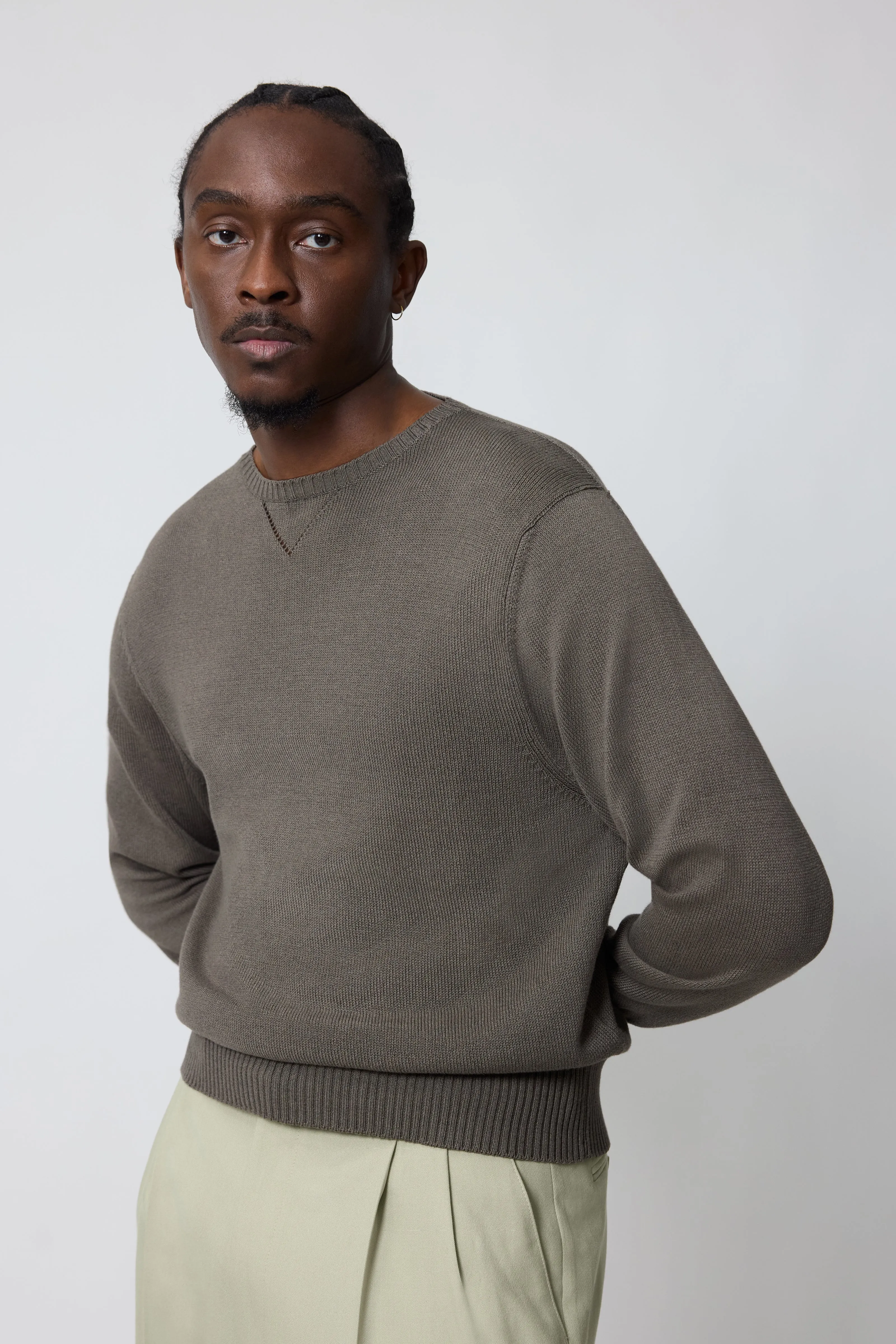 Crewneck Sweater (Olive Naturally Dyed Cotton Mouliné) sold by Stoffa product image thumbnail 4