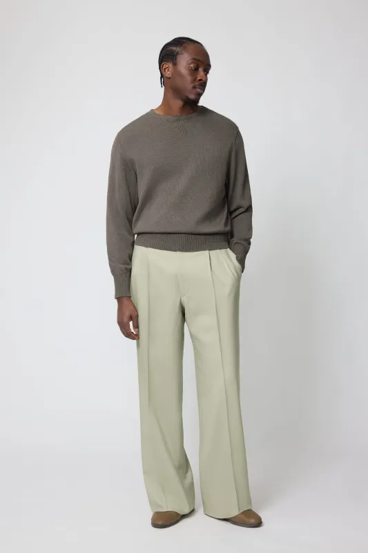 Crewneck Sweater (Olive Naturally Dyed Cotton Mouliné) made by Stoffa
