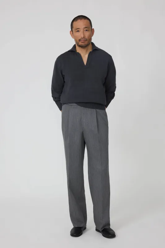 Single Pleat Trouser (Grey Naturally Dyed Wool Twill) made by Stoffa