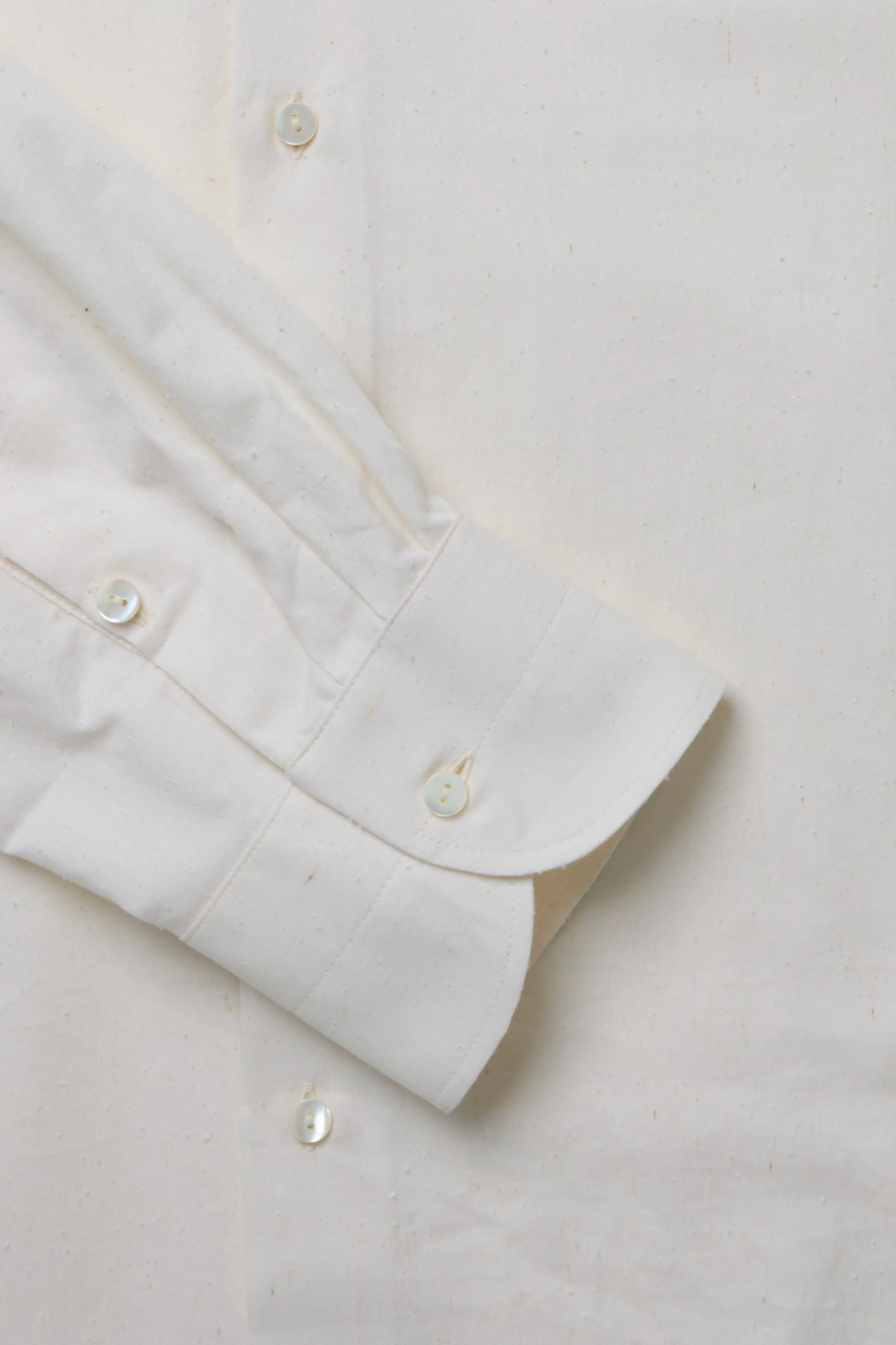 Spread Collar Shirt (Ivory Cotton Silk Slub) sold by Stoffa product image thumbnail 5