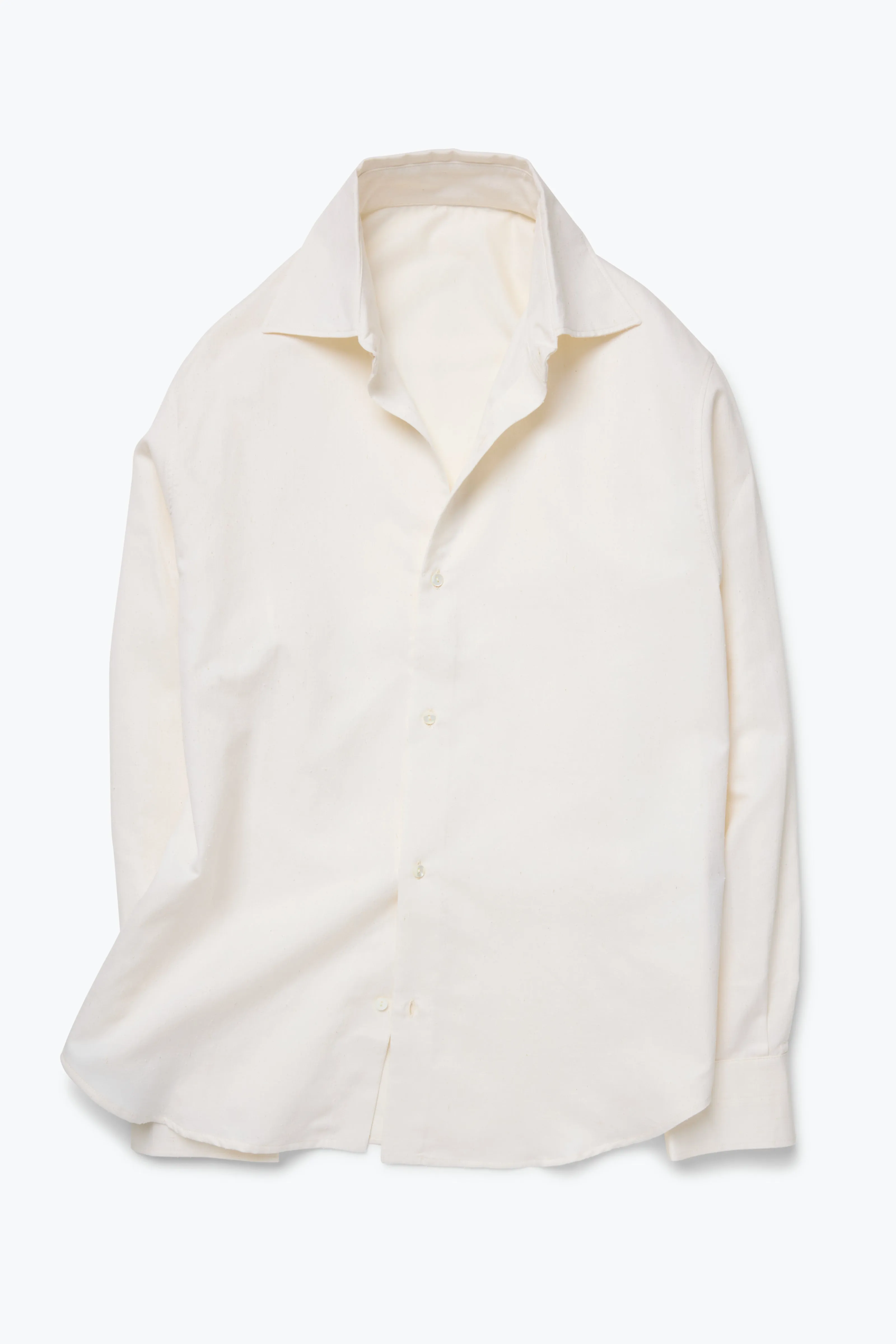 Spread Collar Shirt (Ivory Cotton Silk Slub) sold by Stoffa product image thumbnail 2