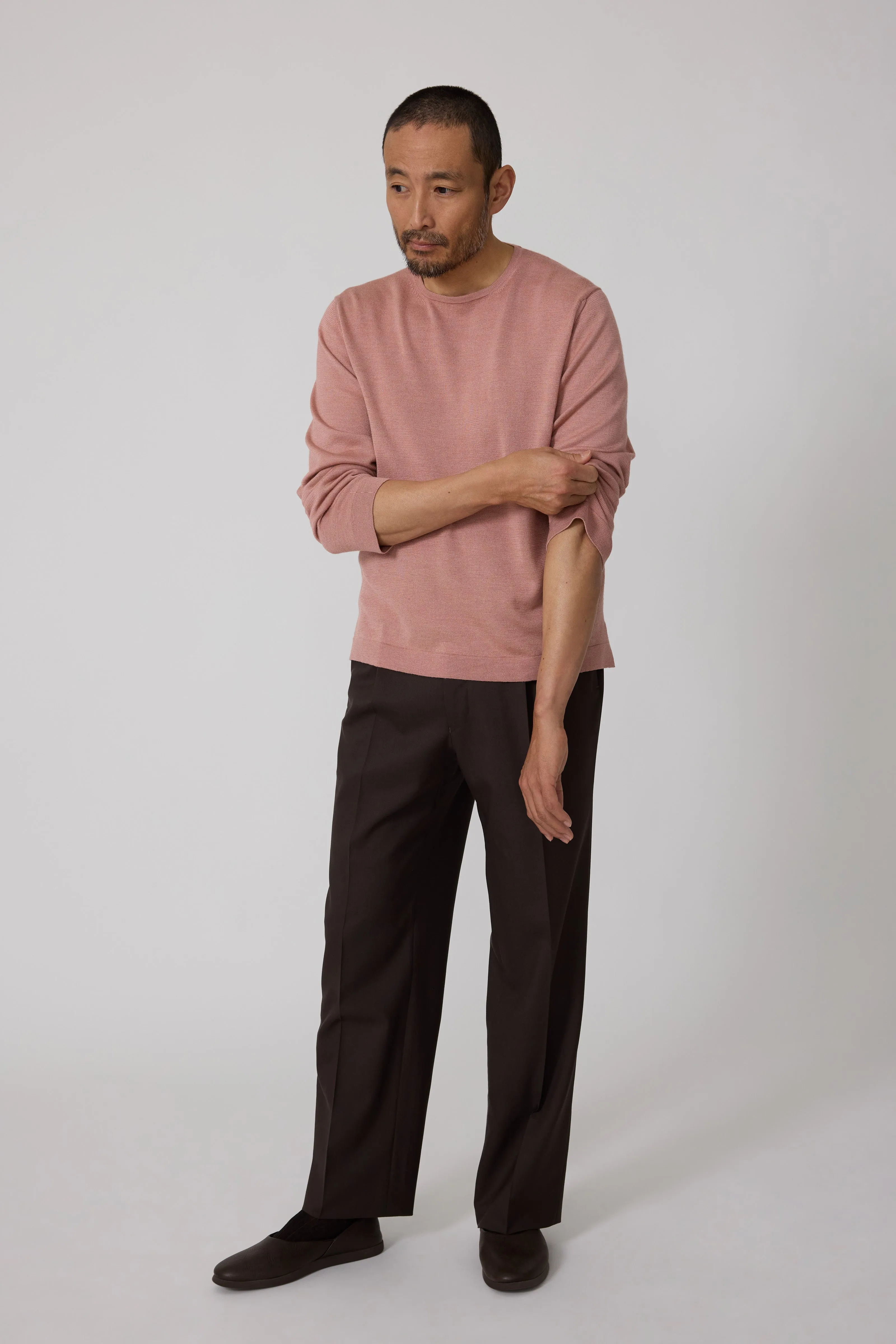 Long Sleeve Knit T-Shirt (Dusty Rose Wool Silk) sold by Stoffa product image thumbnail 3