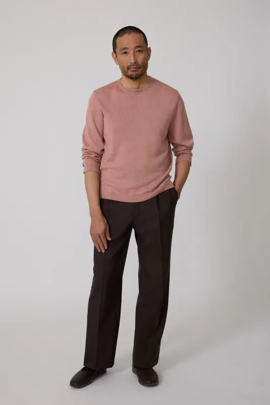 Long Sleeve Knit T-Shirt (Dusty Rose Wool Silk) made by Stoffa