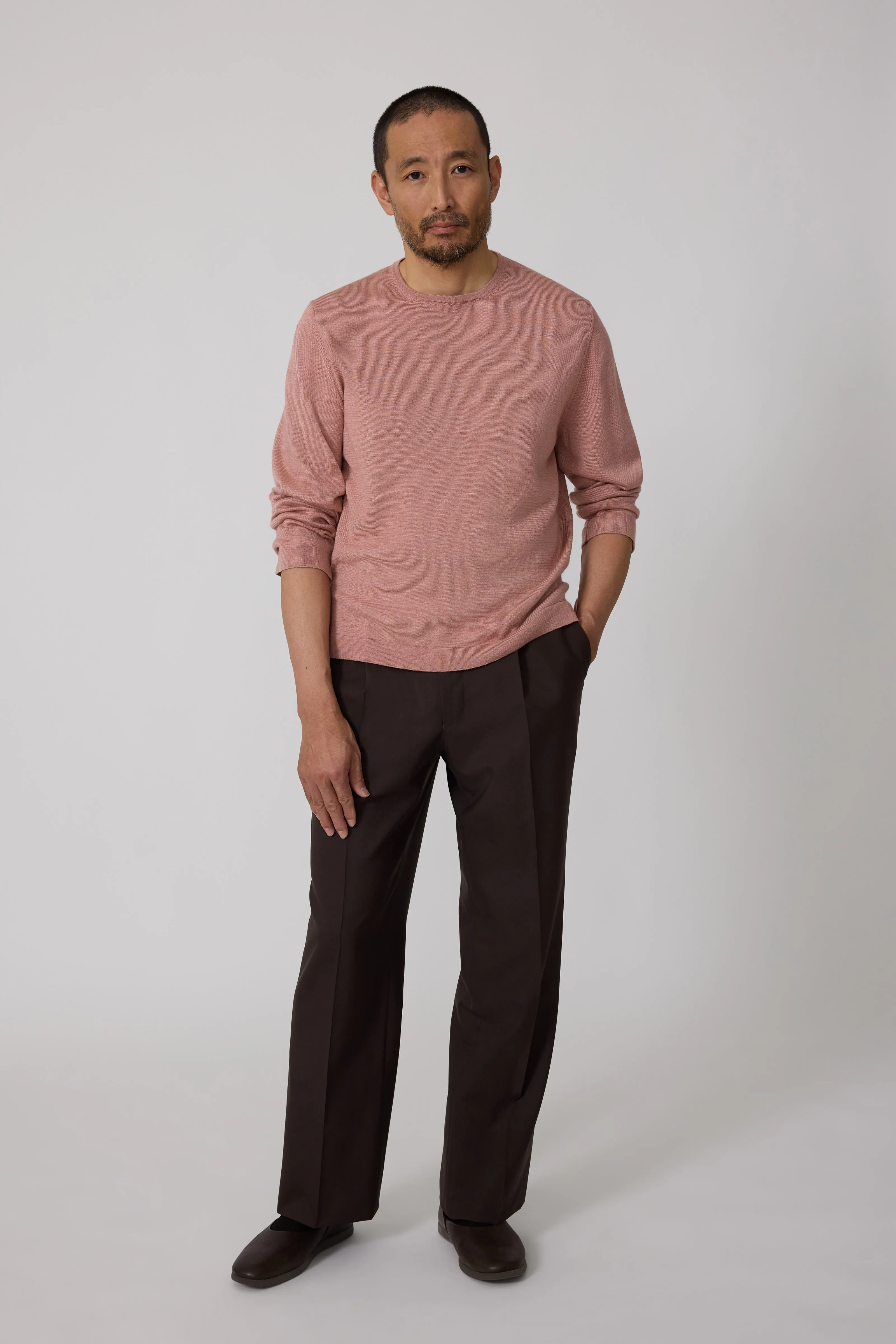 Long Sleeve Knit T-Shirt (Dusty Rose Wool Silk) sold by Stoffa