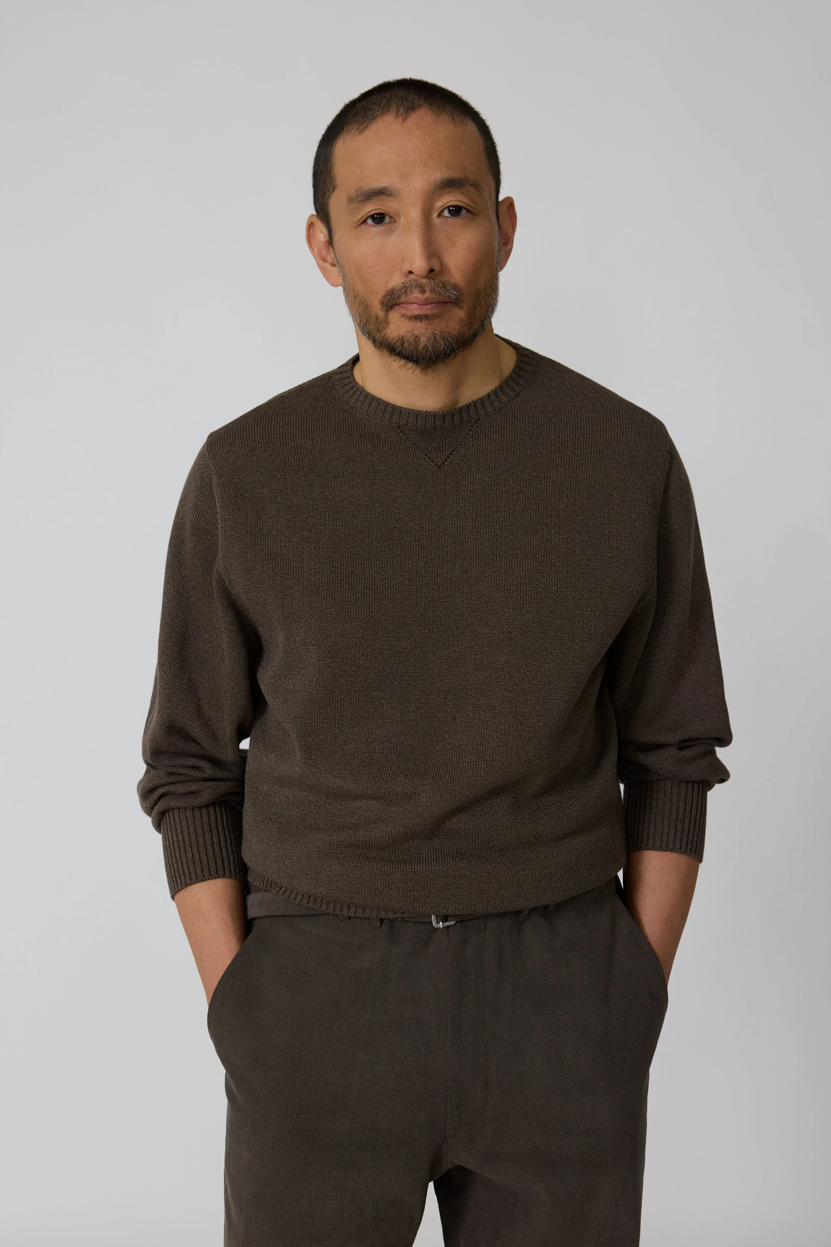 Crewneck Sweater (Brown Cotton Mouliné) sold by Stoffa product image thumbnail 4