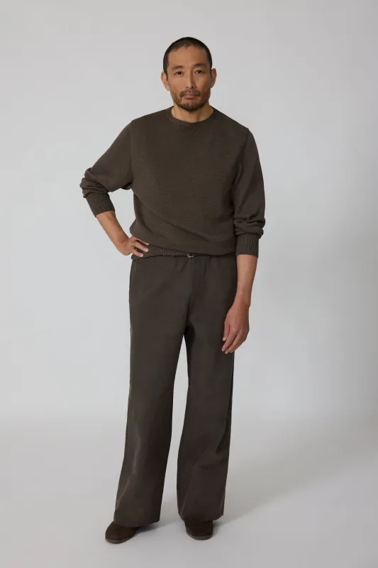 Crewneck Sweater (Brown Cotton Mouliné) made by Stoffa