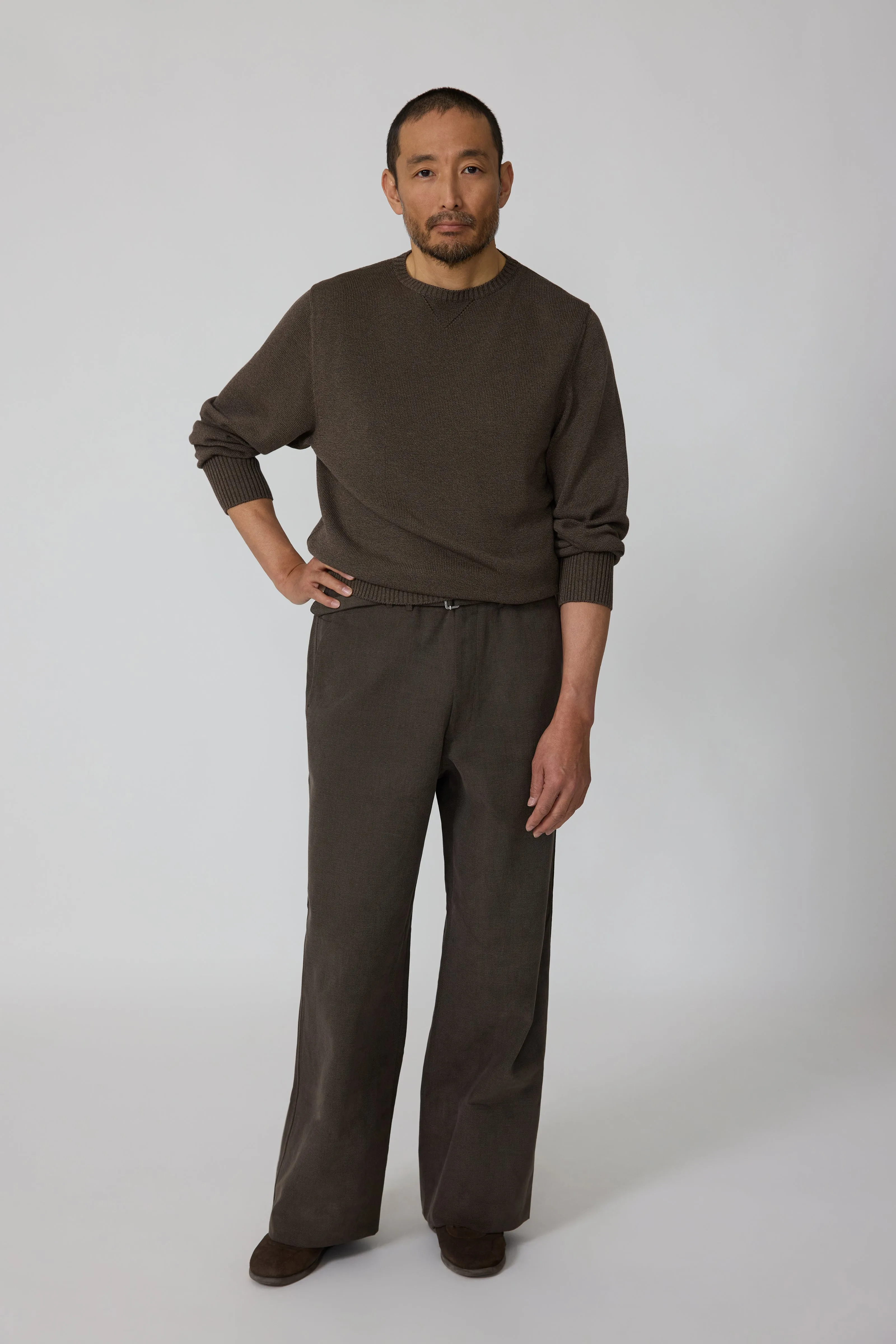 Crewneck Sweater (Brown Cotton Mouliné) sold by Stoffa