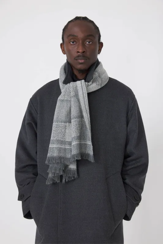 Patchwork Sculpture Scarf (Anthracite Merino Wool) made by Stoffa