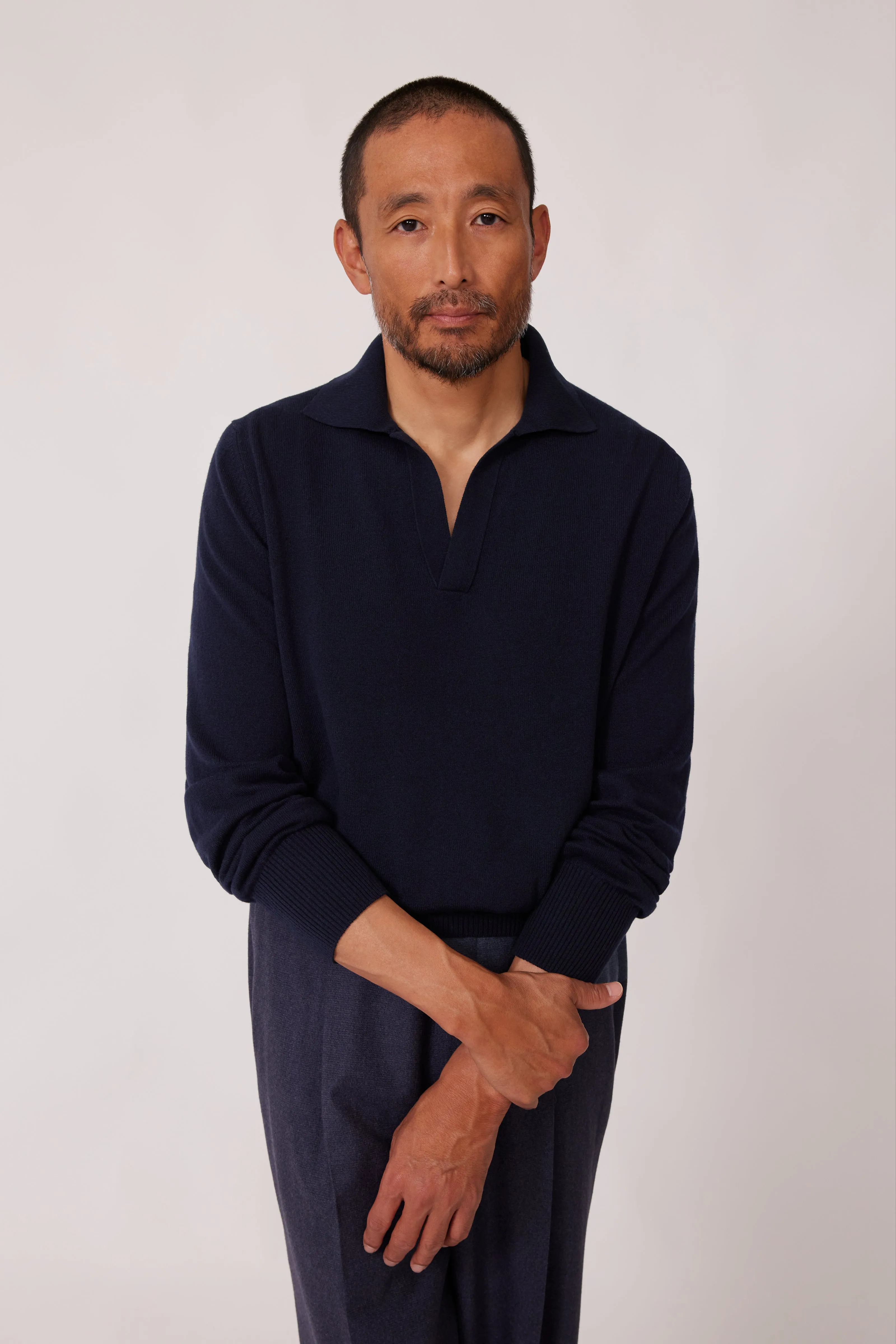 Long Sleeve Polo (Navy Cashmere) sold by Stoffa product image thumbnail 4