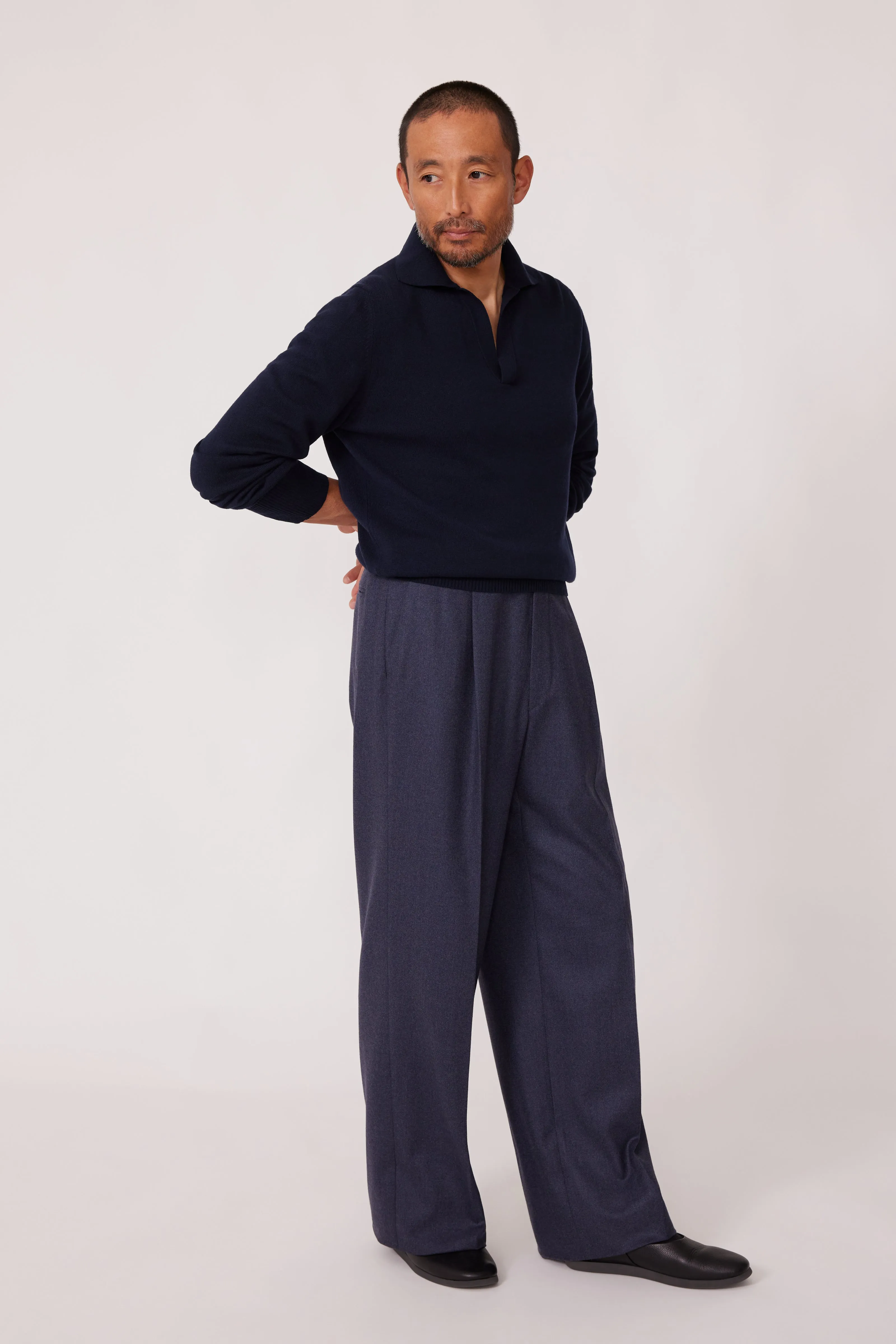 Long Sleeve Polo (Navy Cashmere) sold by Stoffa product image thumbnail 3