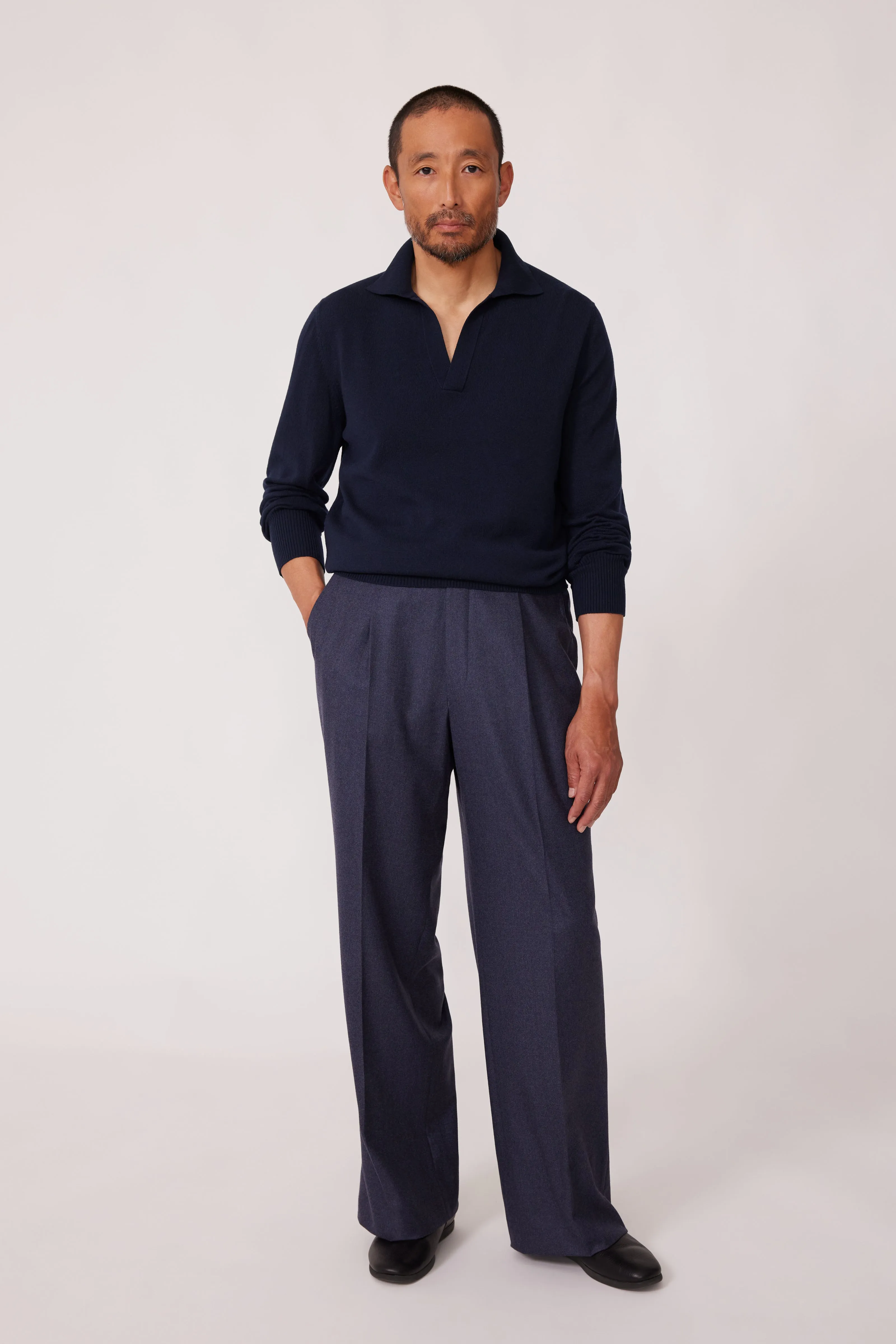 Long Sleeve Polo (Navy Cashmere) sold by Stoffa