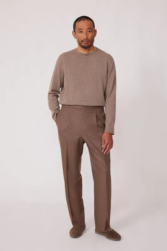 Long Sleeve Knit T-Shirt (Taupe Undyed Cashmere) made by Stoffa