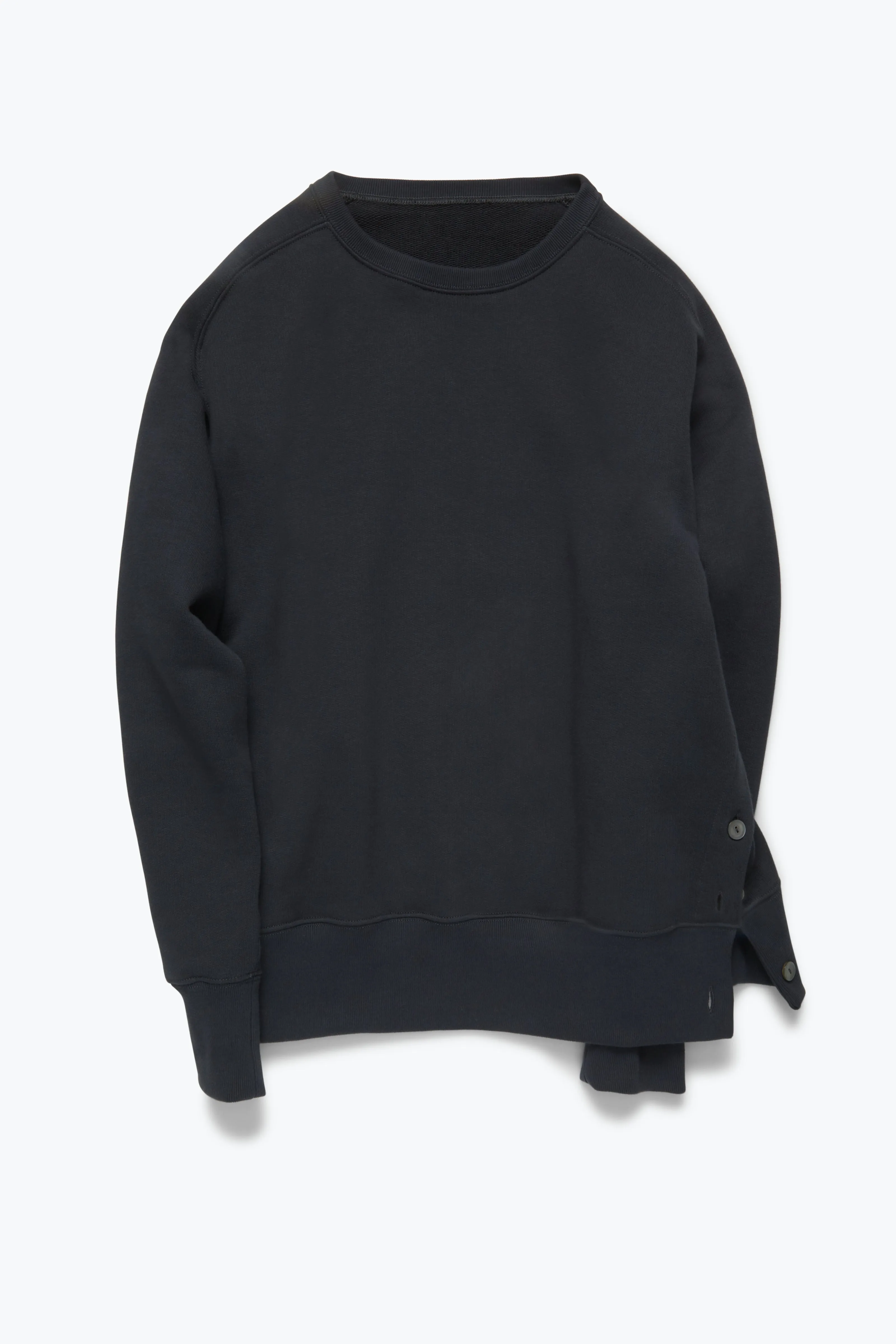 Side Button Crewneck Sweatshirt (Dark Indigo Cotton Terry) sold by Stoffa product image thumbnail 2