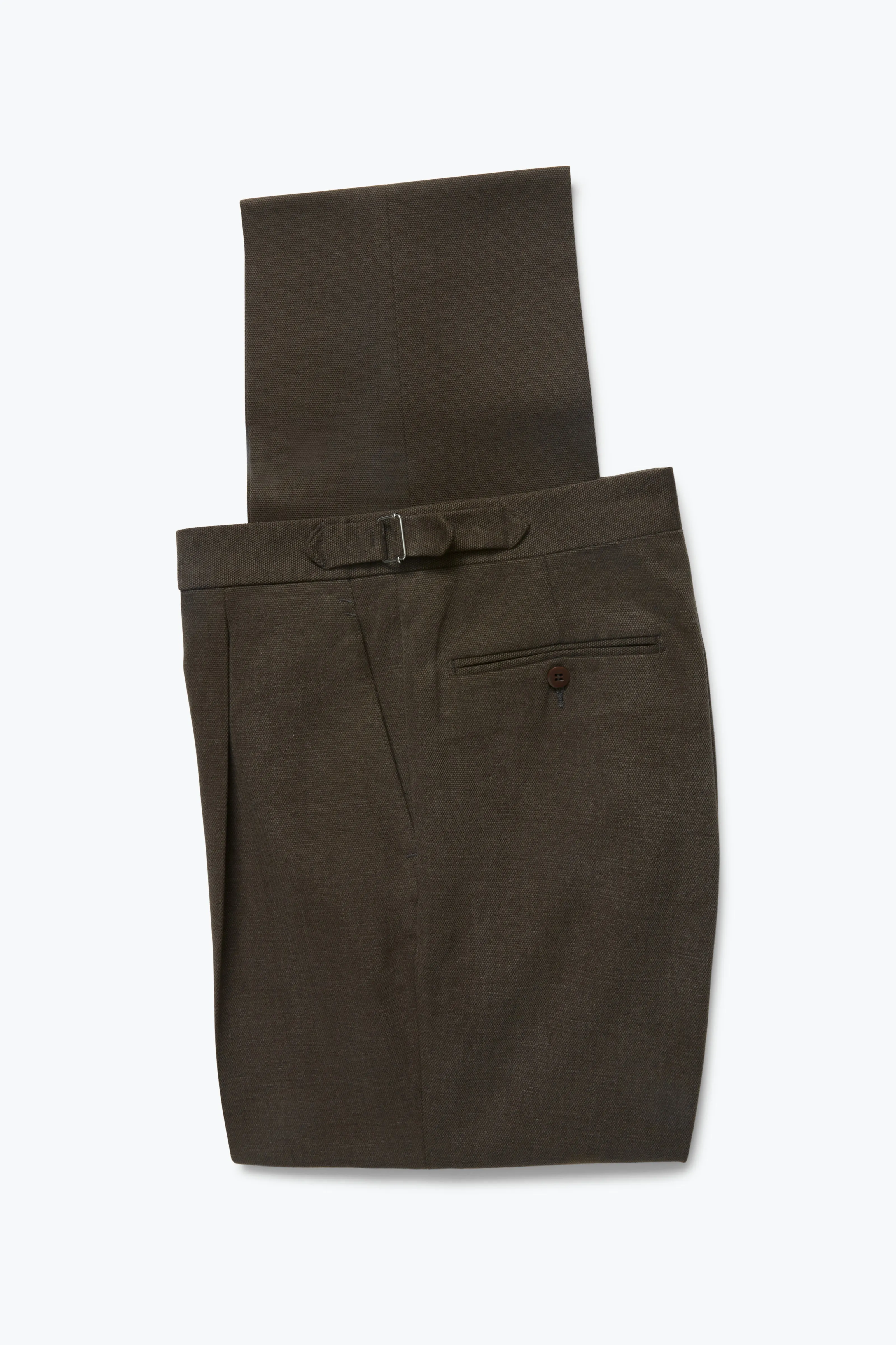 Single Pleat Trouser (Chocolate Basketweave Cotton) sold by Stoffa product image thumbnail 2