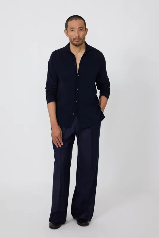 Knit Shirt (Navy Wool Silk) made by Stoffa
