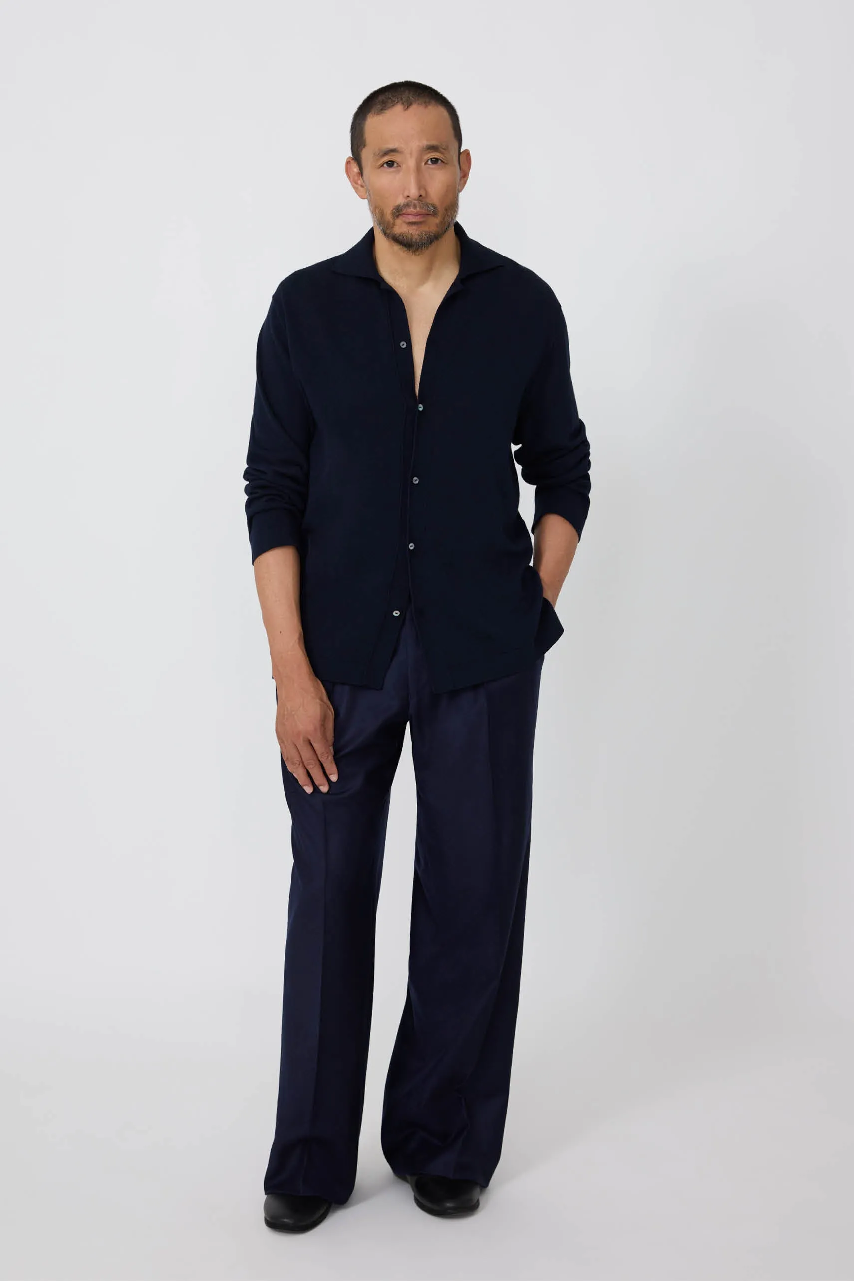 Knit Shirt (Navy Wool Silk) sold by Stoffa