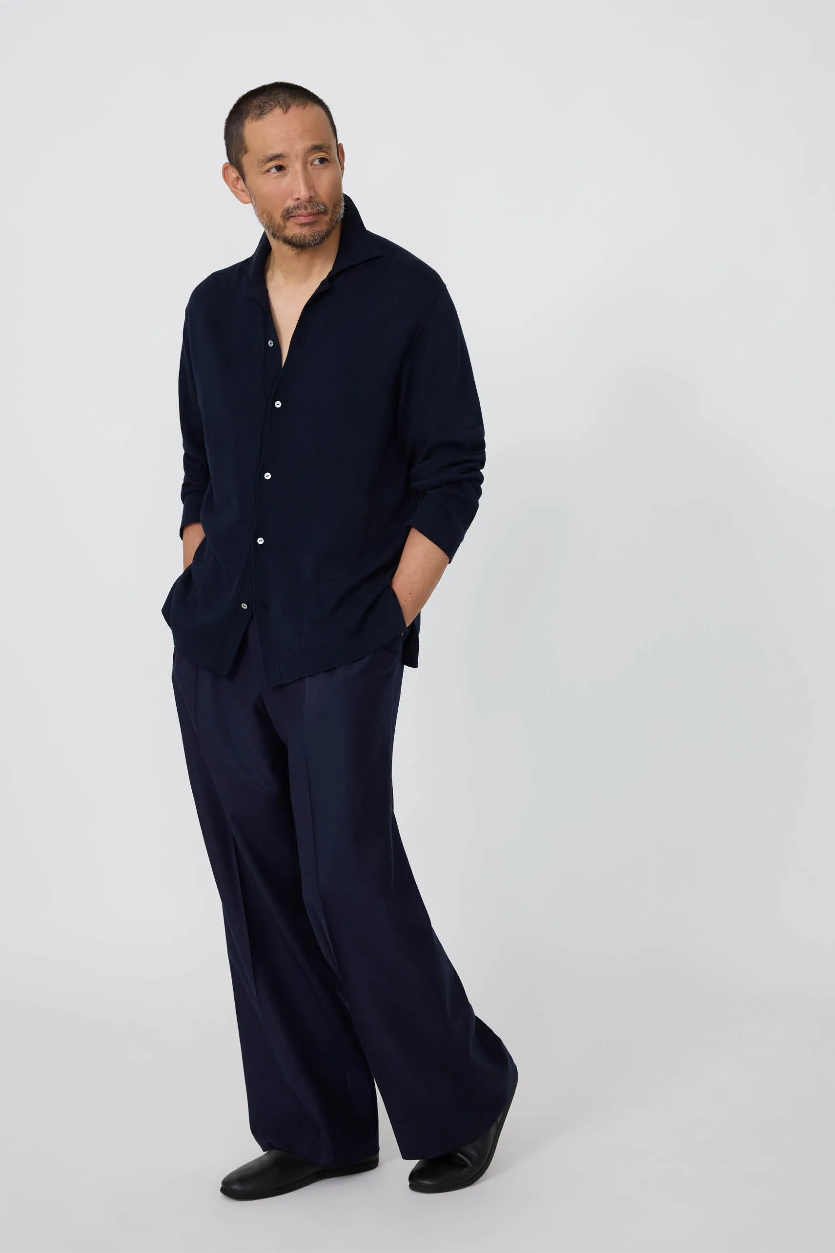 Knit Shirt (Navy Wool Silk) sold by Stoffa product image thumbnail 3