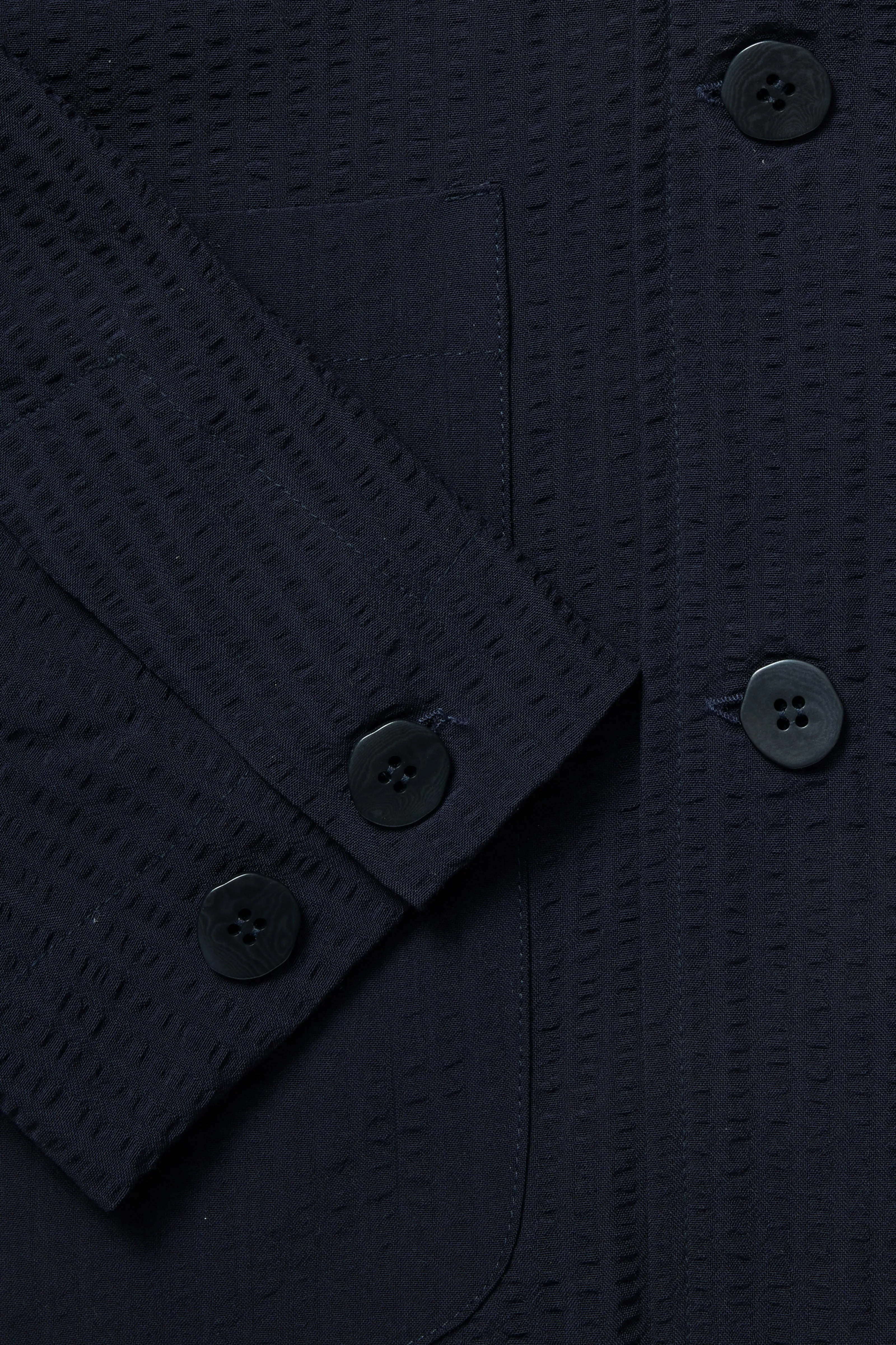 Lounge Jacket (Navy Wool Seersucker) sold by Stoffa product image thumbnail 5