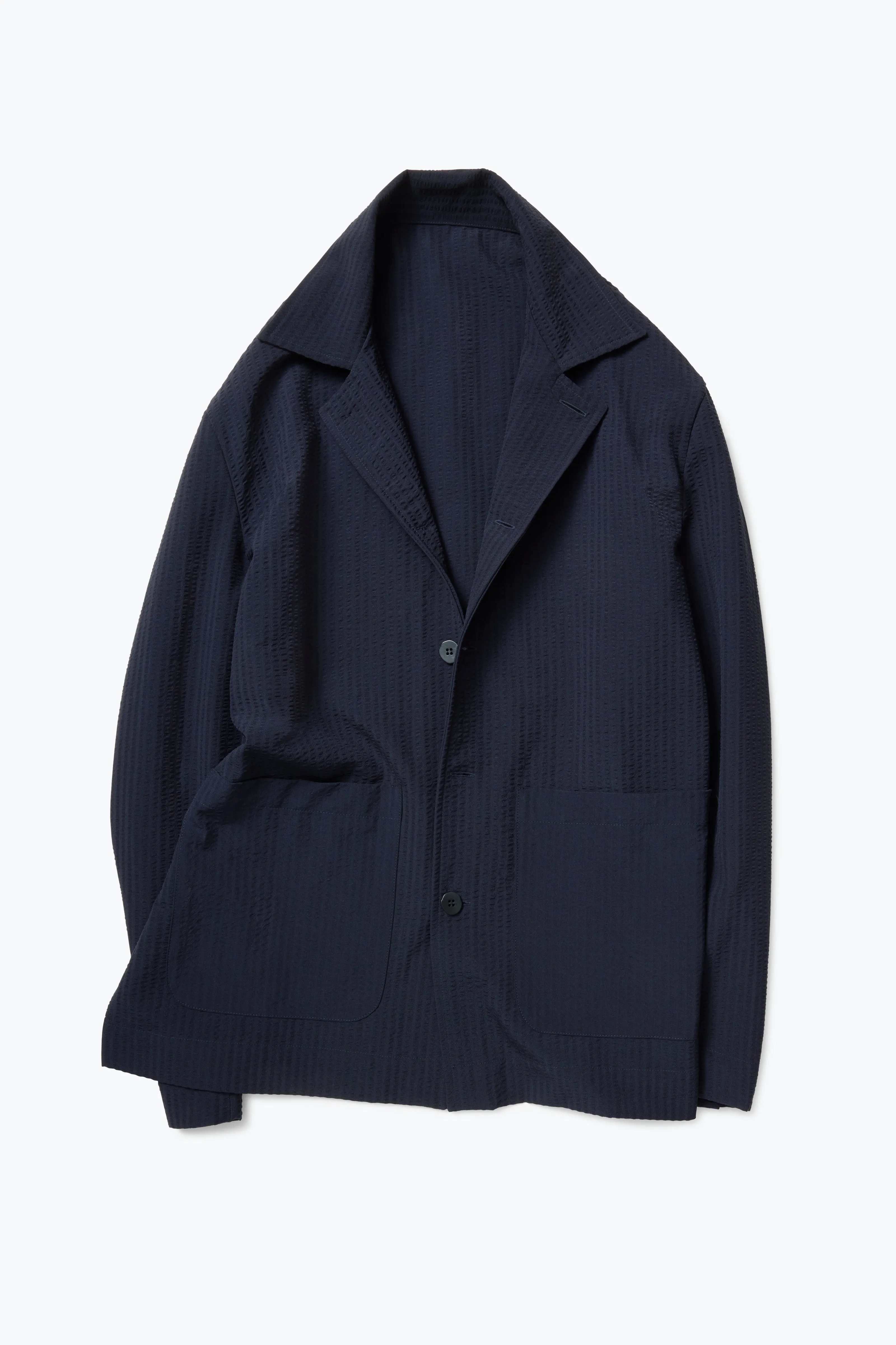 Lounge Jacket (Navy Wool Seersucker) sold by Stoffa product image thumbnail 2