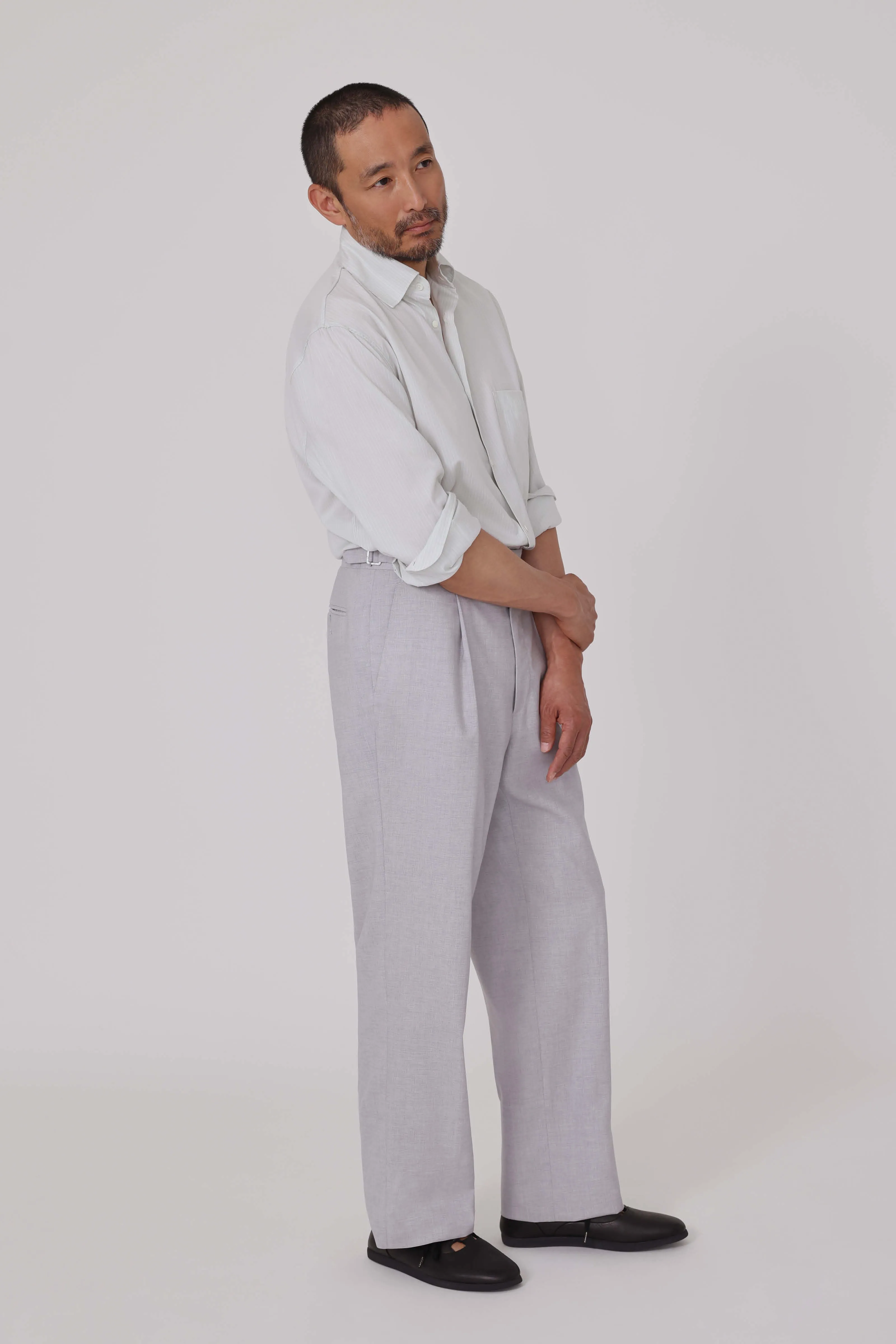 Spread Collar Shirt (Pearl Stripe Fine Cotton Twill) sold by Stoffa product image thumbnail 4