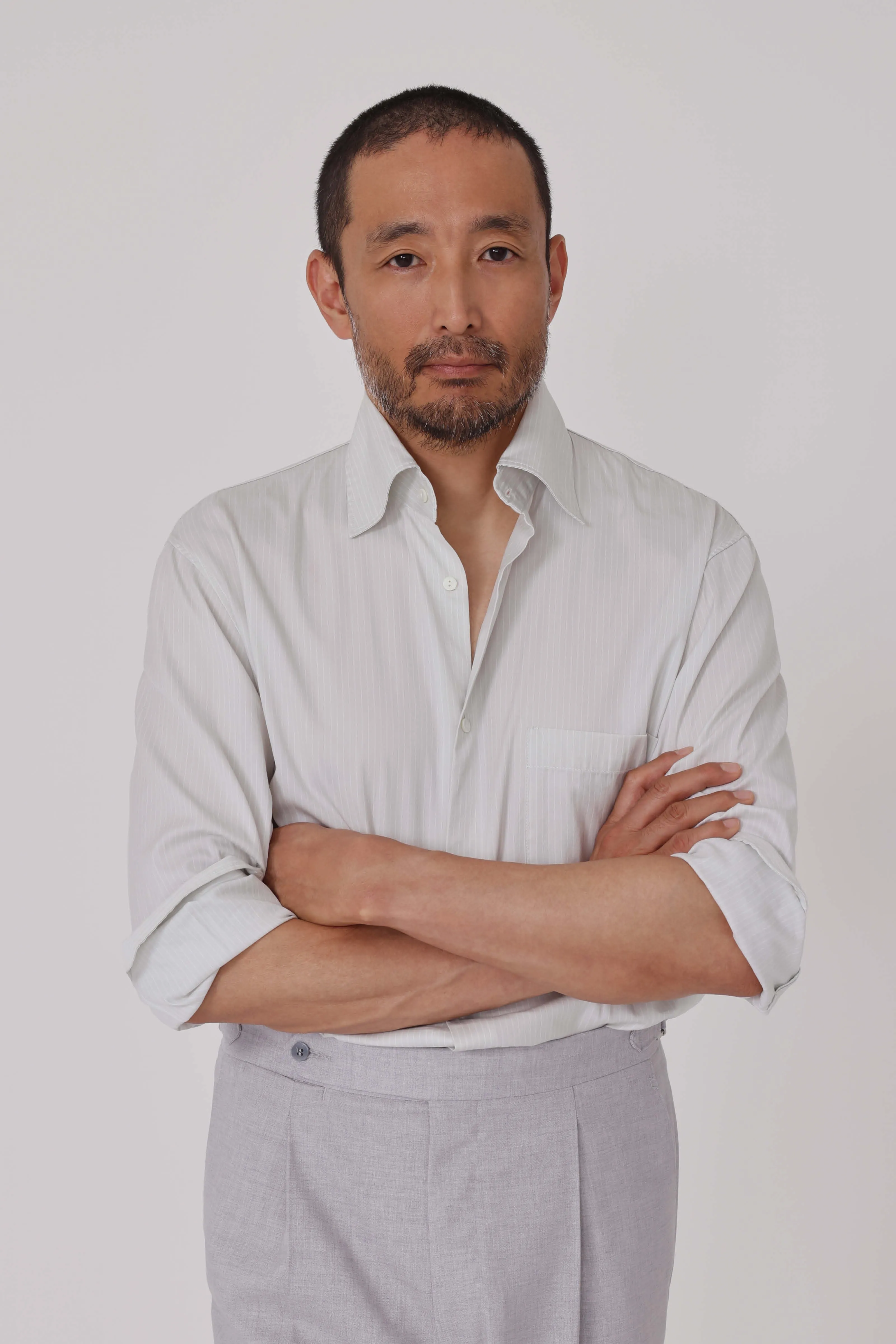 Spread Collar Shirt (Pearl Stripe Fine Cotton Twill) sold by Stoffa product image thumbnail 5