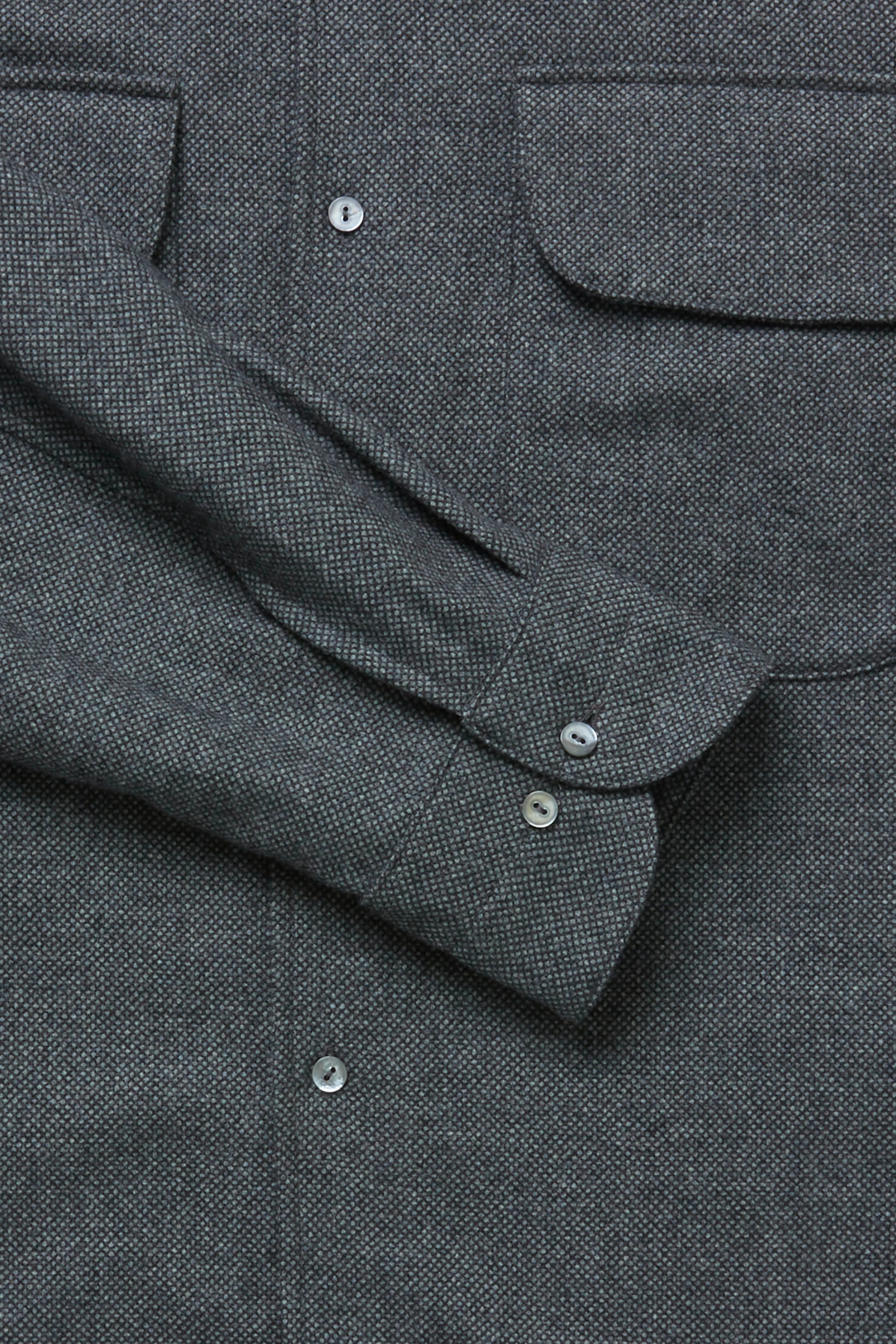 Long Sleeve Camp Shirt (Grey Cashmere Silk Tonal Pinhead) sold by Stoffa product image thumbnail 5