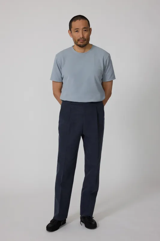 Single Pleat Trouser (Indigo Basketweave Cotton) made by Stoffa