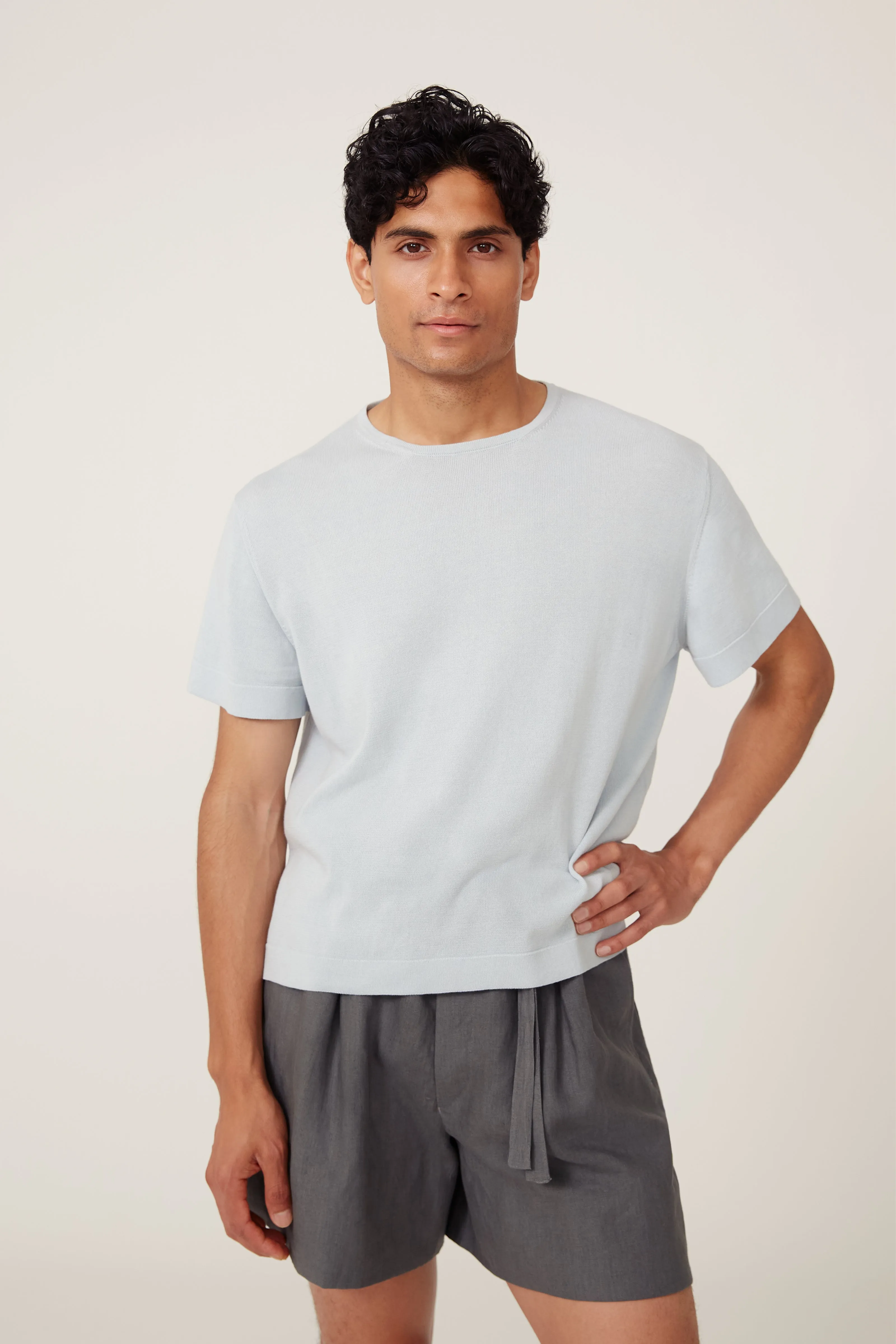 Short Sleeve Knit T-Shirt (Ice Cotton Mouliné) sold by Stoffa product image thumbnail 4