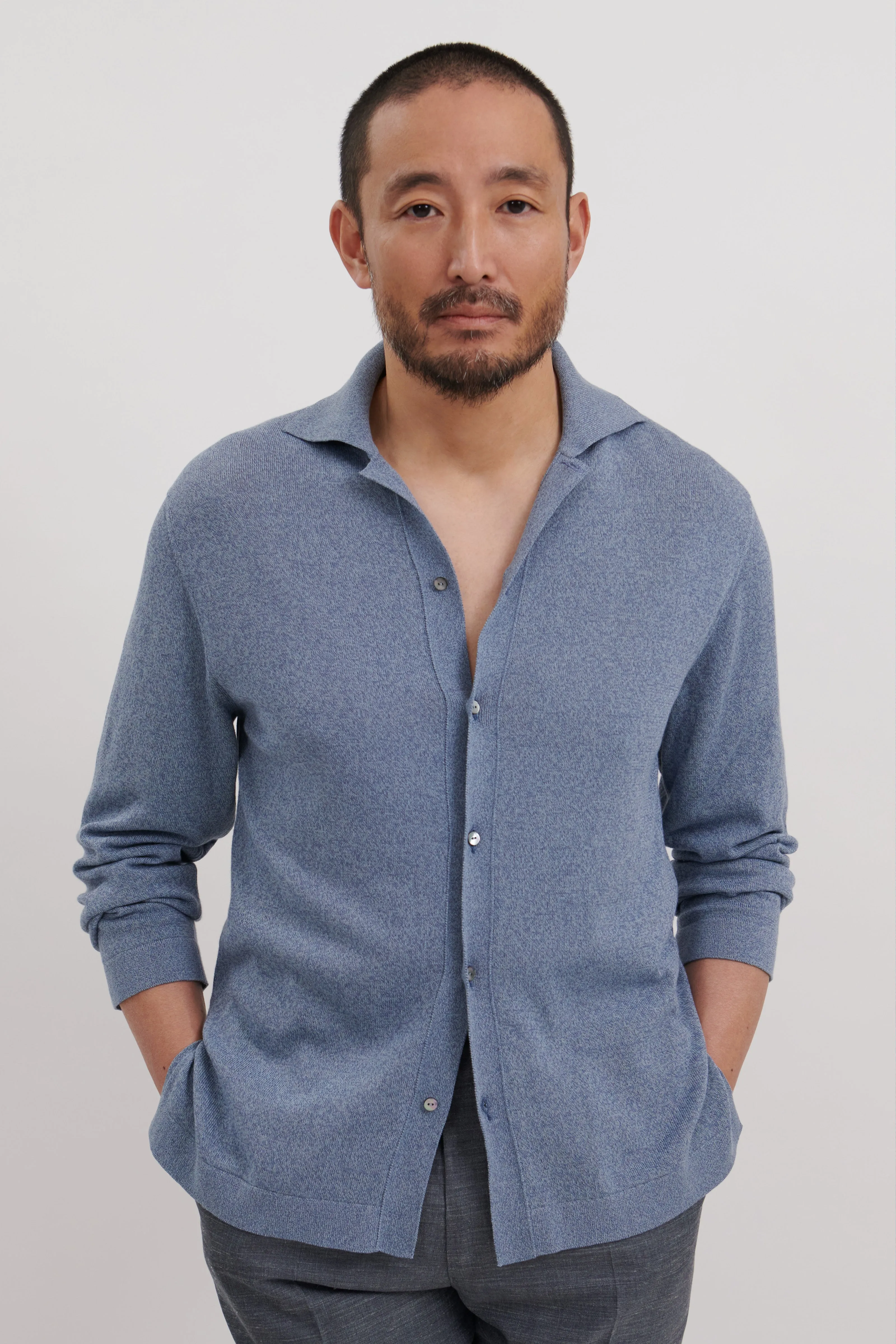 Shirt (Washed Indigo Cotton Mouliné) sold by Stoffa product image thumbnail 4