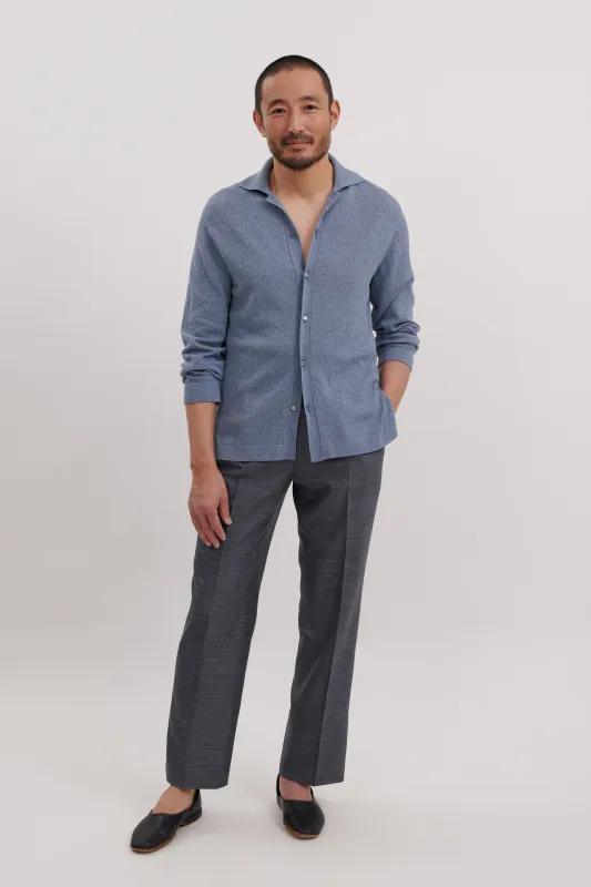 Shirt (Washed Indigo Cotton Mouliné) made by Stoffa
