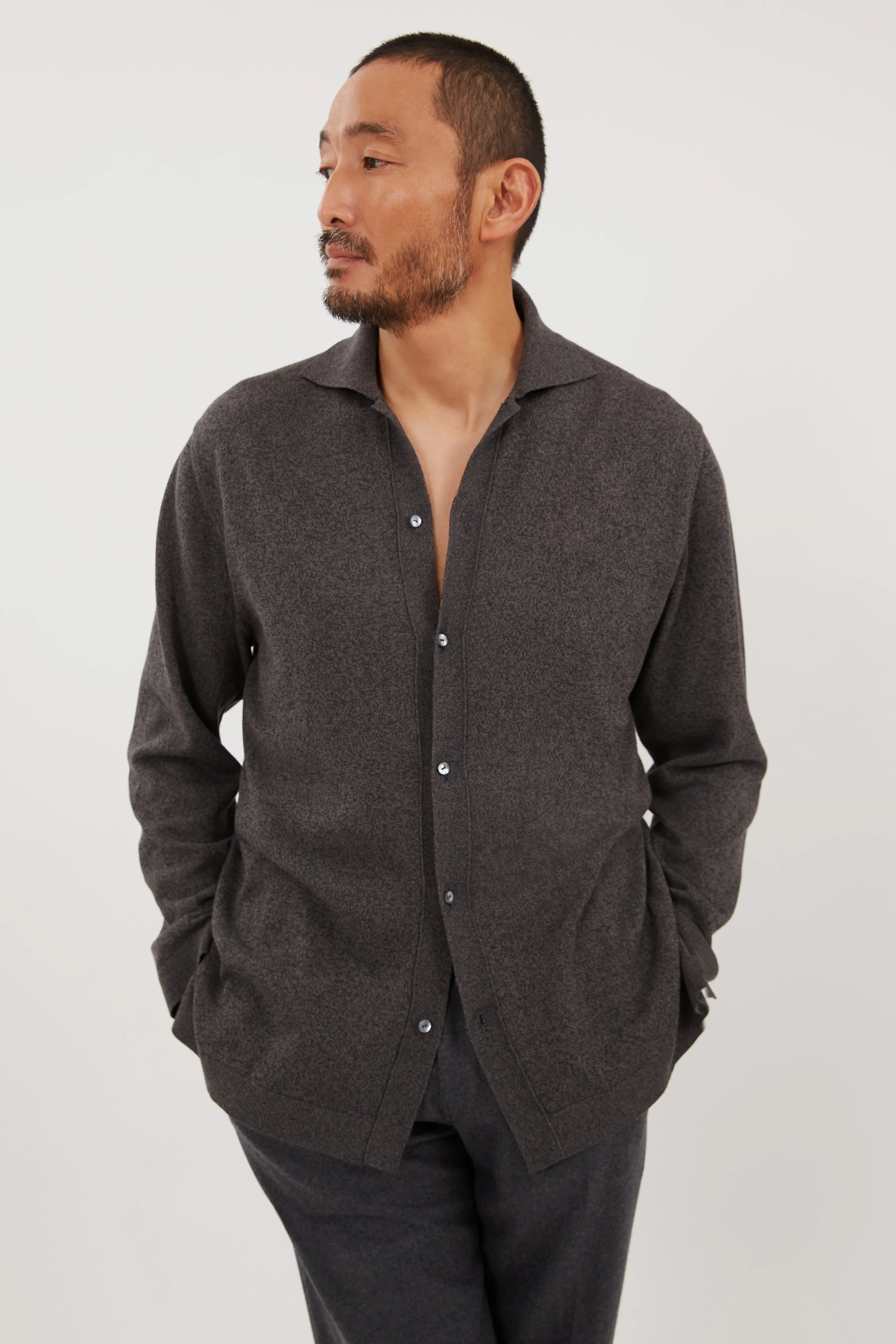 Shirt (Anthracite Cotton Mouliné) sold by Stoffa product image thumbnail 4