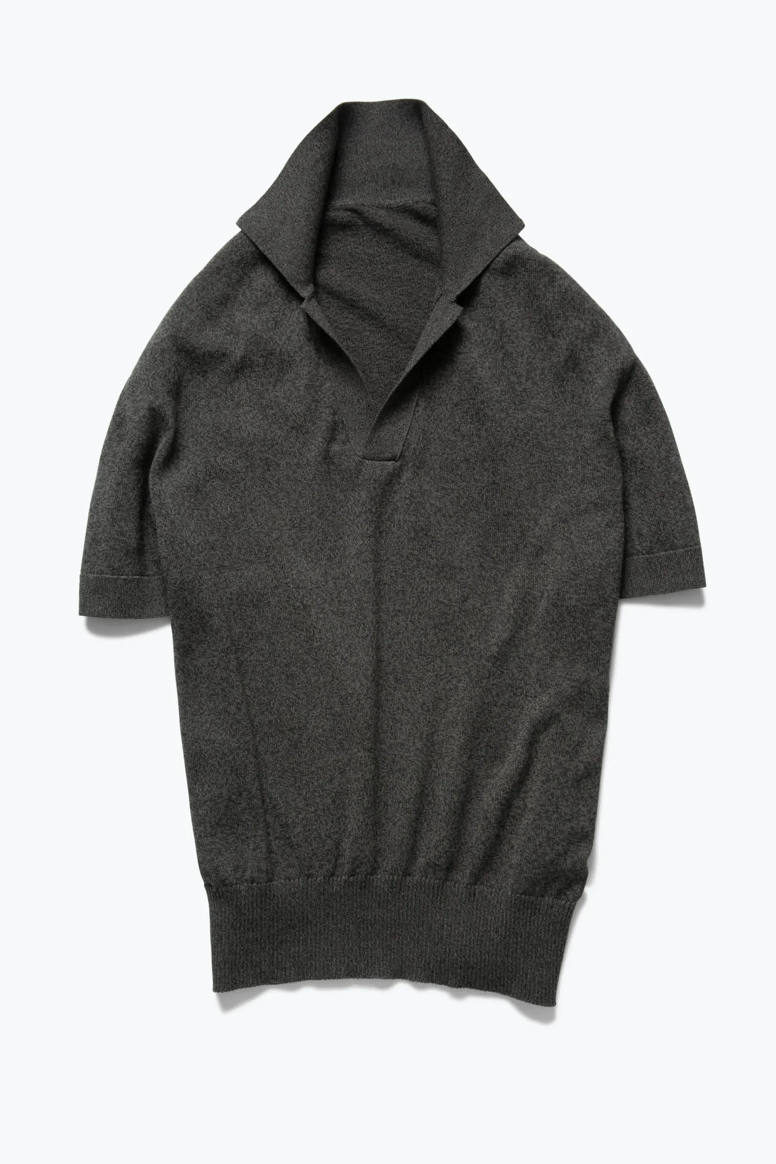 Short Sleeve Polo (Anthracite Cotton Mouliné) sold by Stoffa product image thumbnail 2