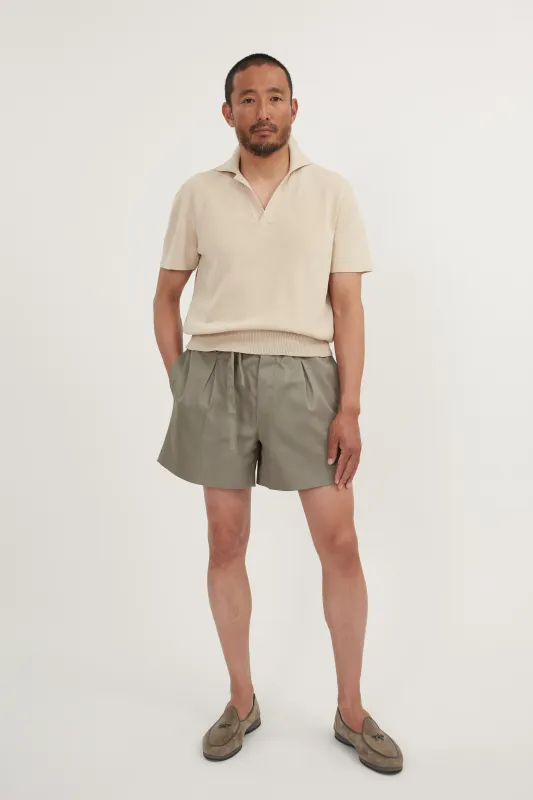 Short Sleeve Polo (Sand Cotton Mouliné) made by Stoffa