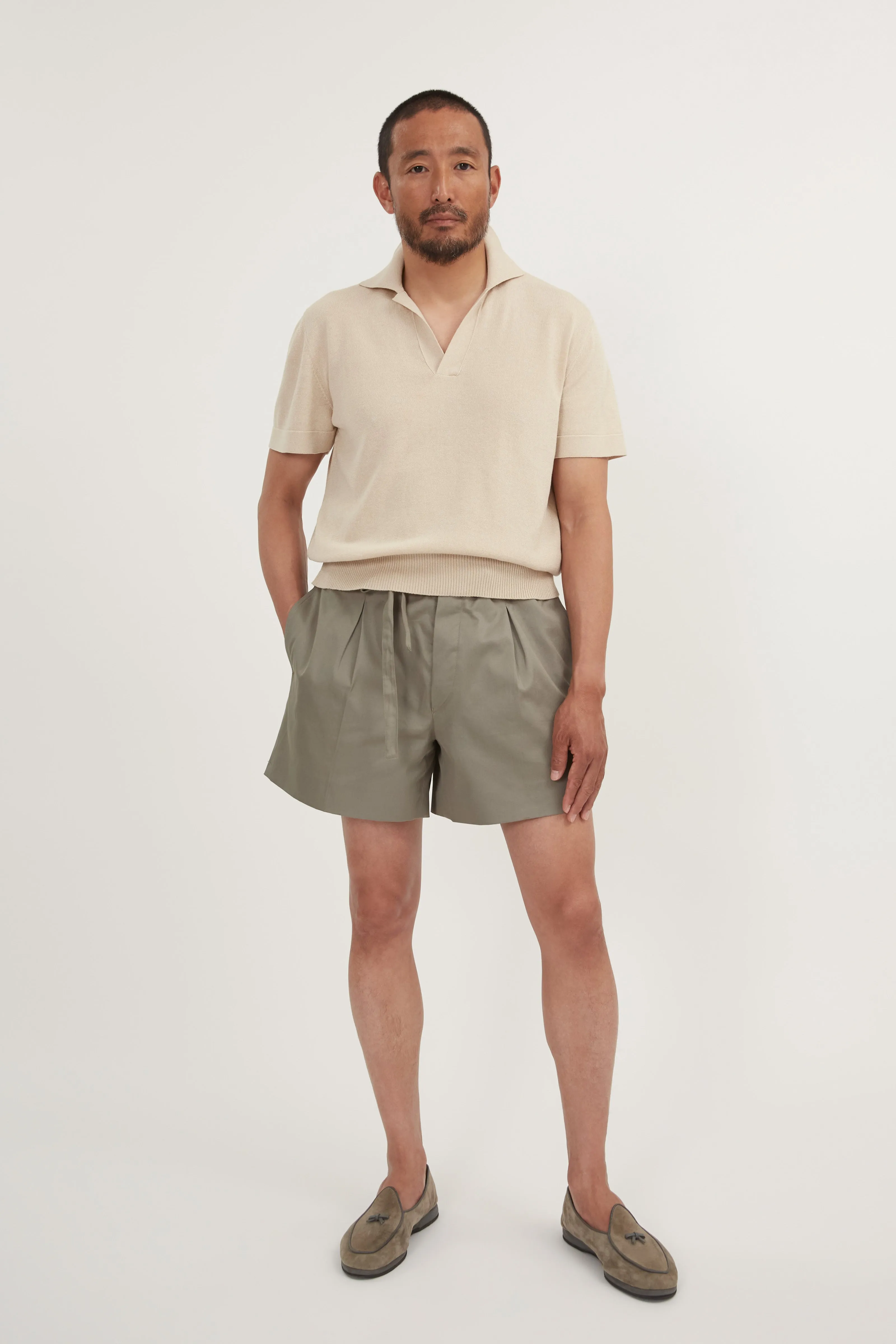 Short Sleeve Polo (Sand Cotton Mouliné) sold by Stoffa