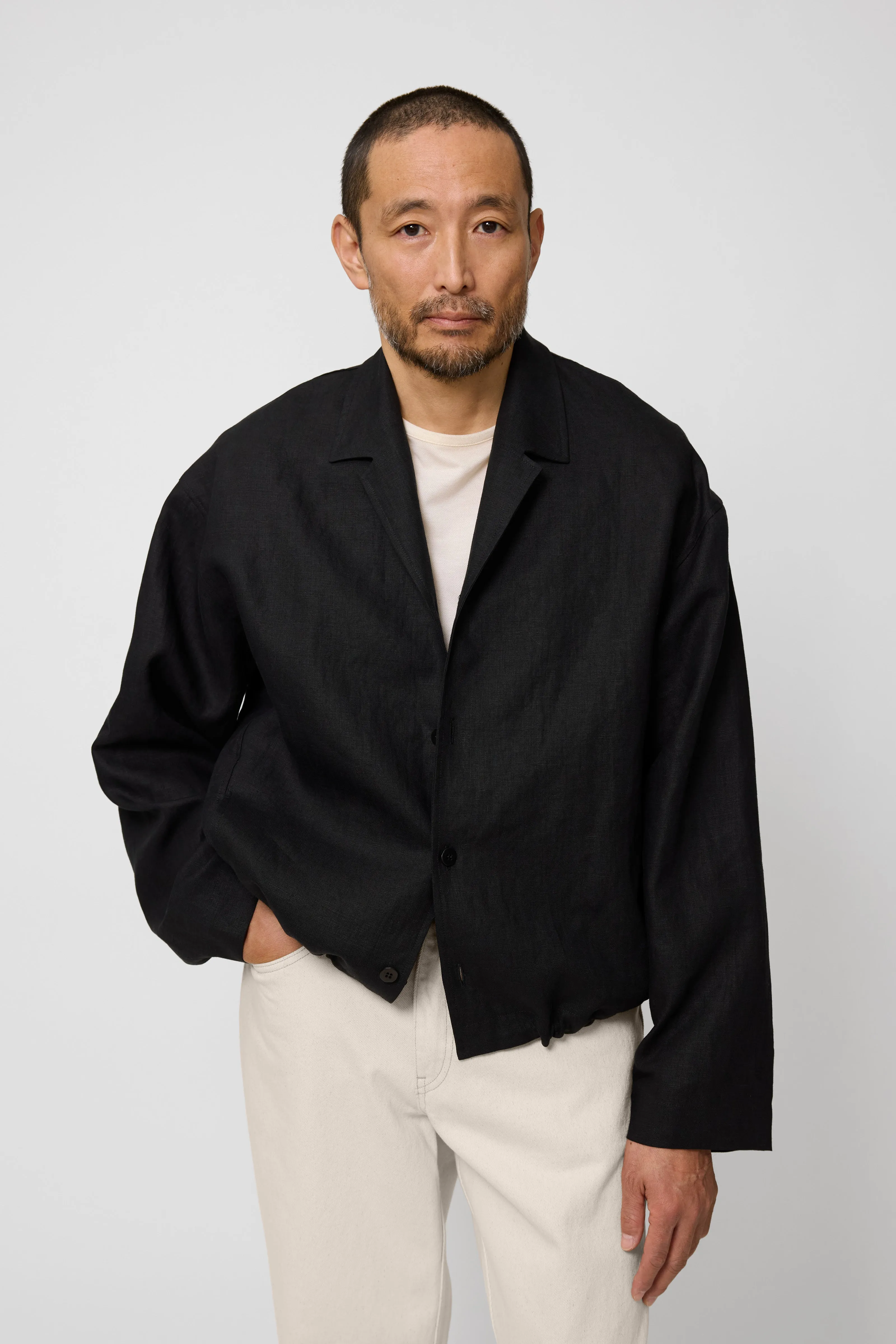 Lounge Blouson (Black Washed Linen) sold by Stoffa product image thumbnail 4