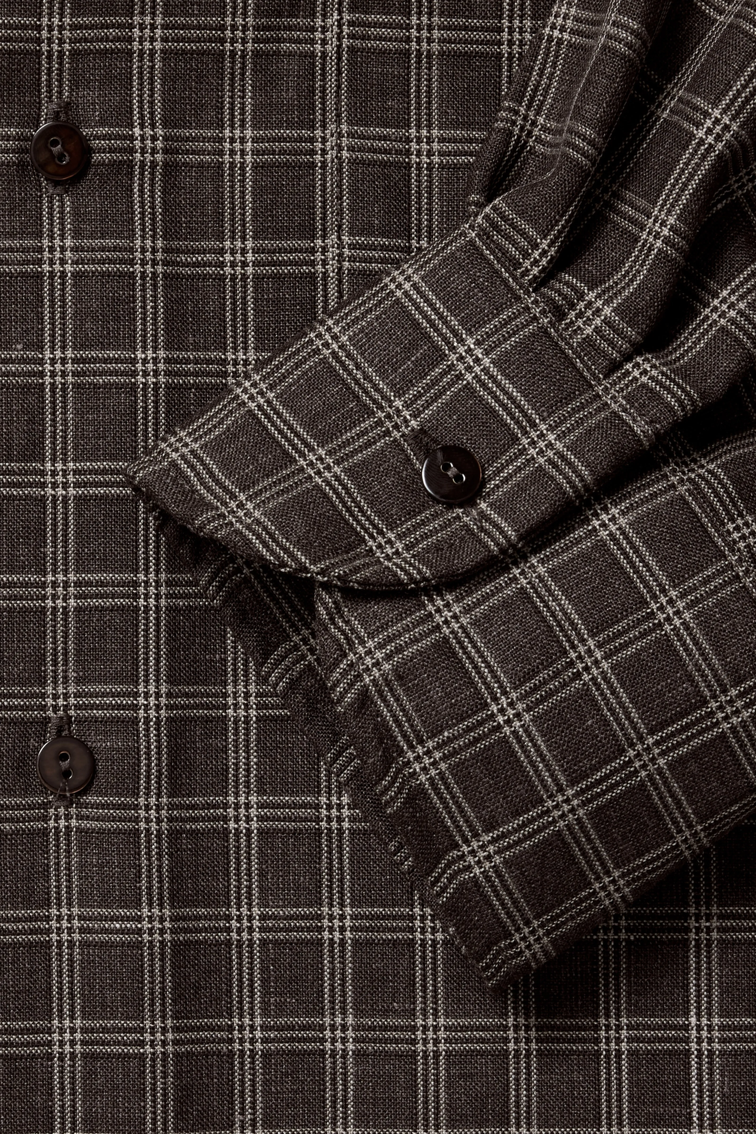 Spread Collar Shirt (Chocolate Check Wool Silk Linen) sold by Stoffa product image thumbnail 5